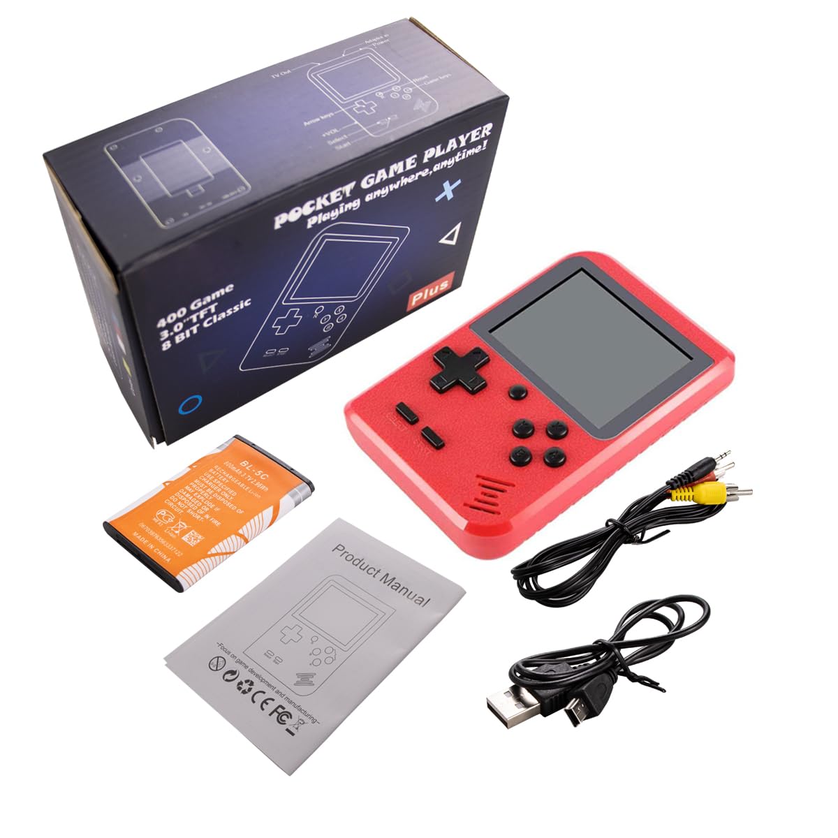 Handheld Game Console with 400 Classical FC Game Console Support for Connecting TV Presents (Blue)