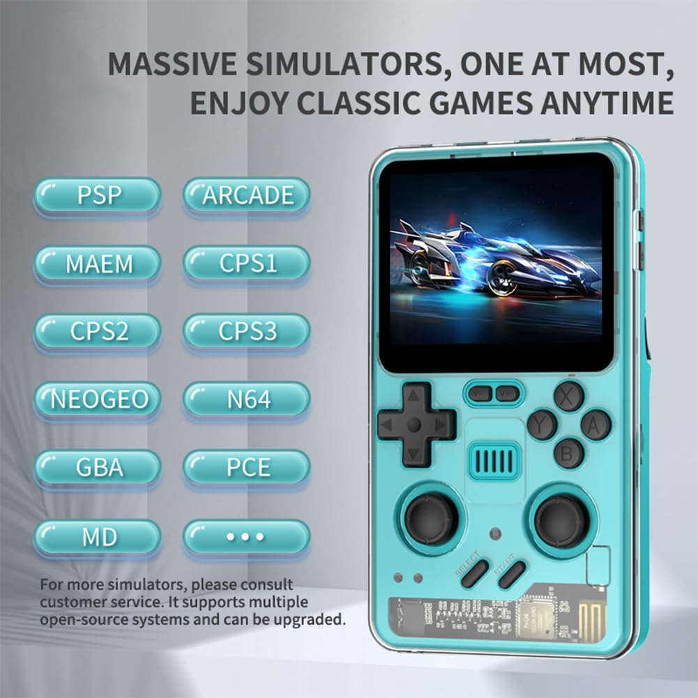 Powkiddy RGB20 Pro Handheld Retro Game Console, Vivid 3.2’’ IPS Screen, Powerful Quad-Core Processor, Dual TF Card Support, Long-Lasting 5000mAh Battery, Classic Gaming Experience (Green 128GB)