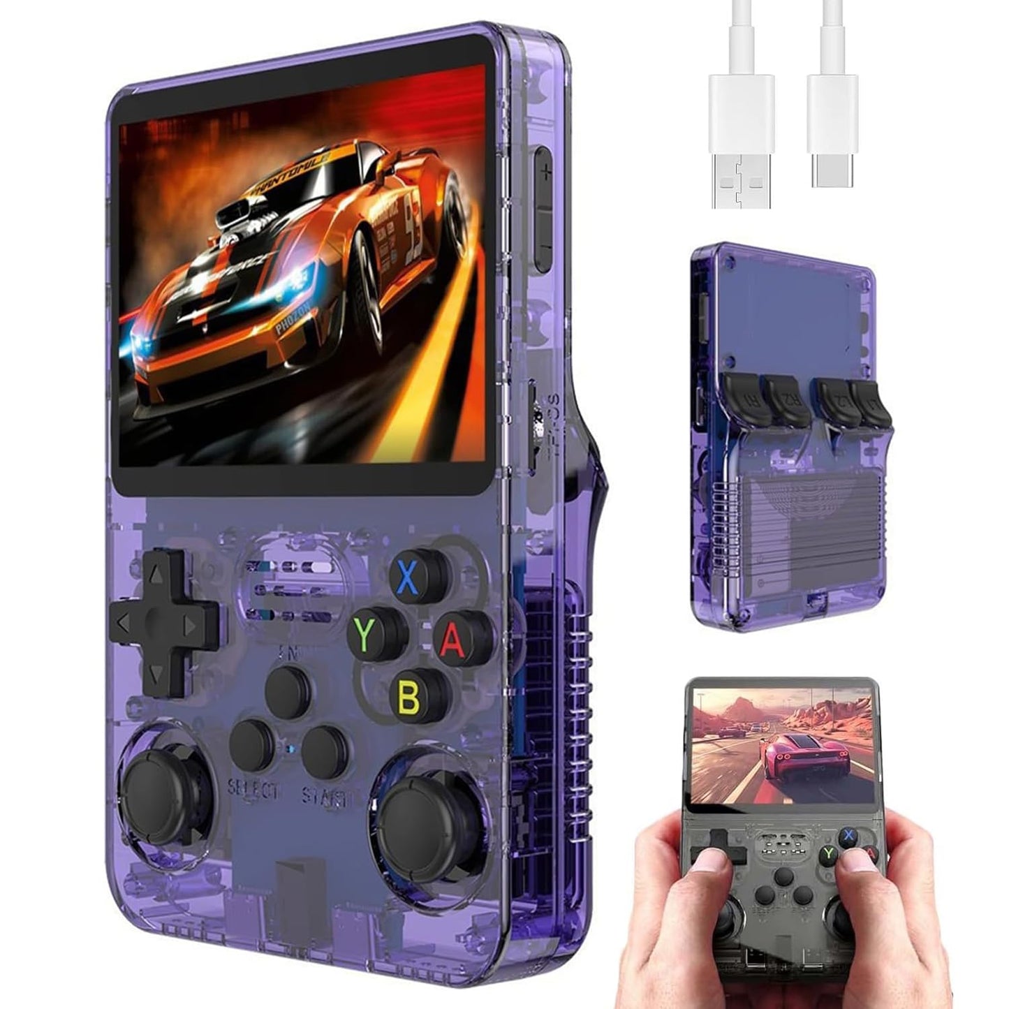 R36S Handheld Game Console, R36S Retro Handheld Game Console, 3.5-inch Retro Handheld, with 64G Built-in 15000+ Classic Games, Game Consoles (Black 64G)