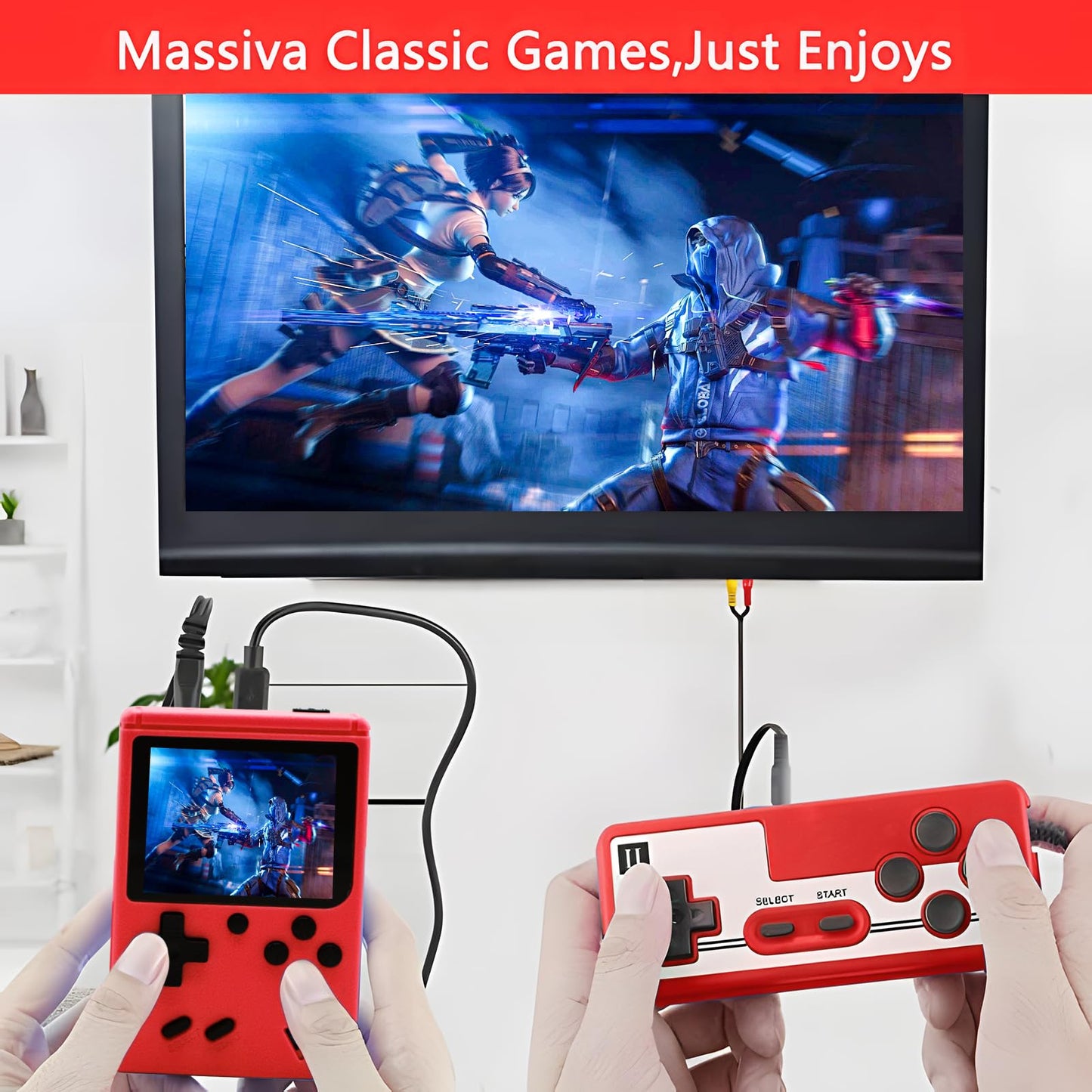 Handheld Game Console, Retro Game Console with 400 Classic FC Games 3.0 Inch Screen 1200mAh Rechargeable Battery Portable Game Console Support TV Connection & 2 Players for Kids Adults