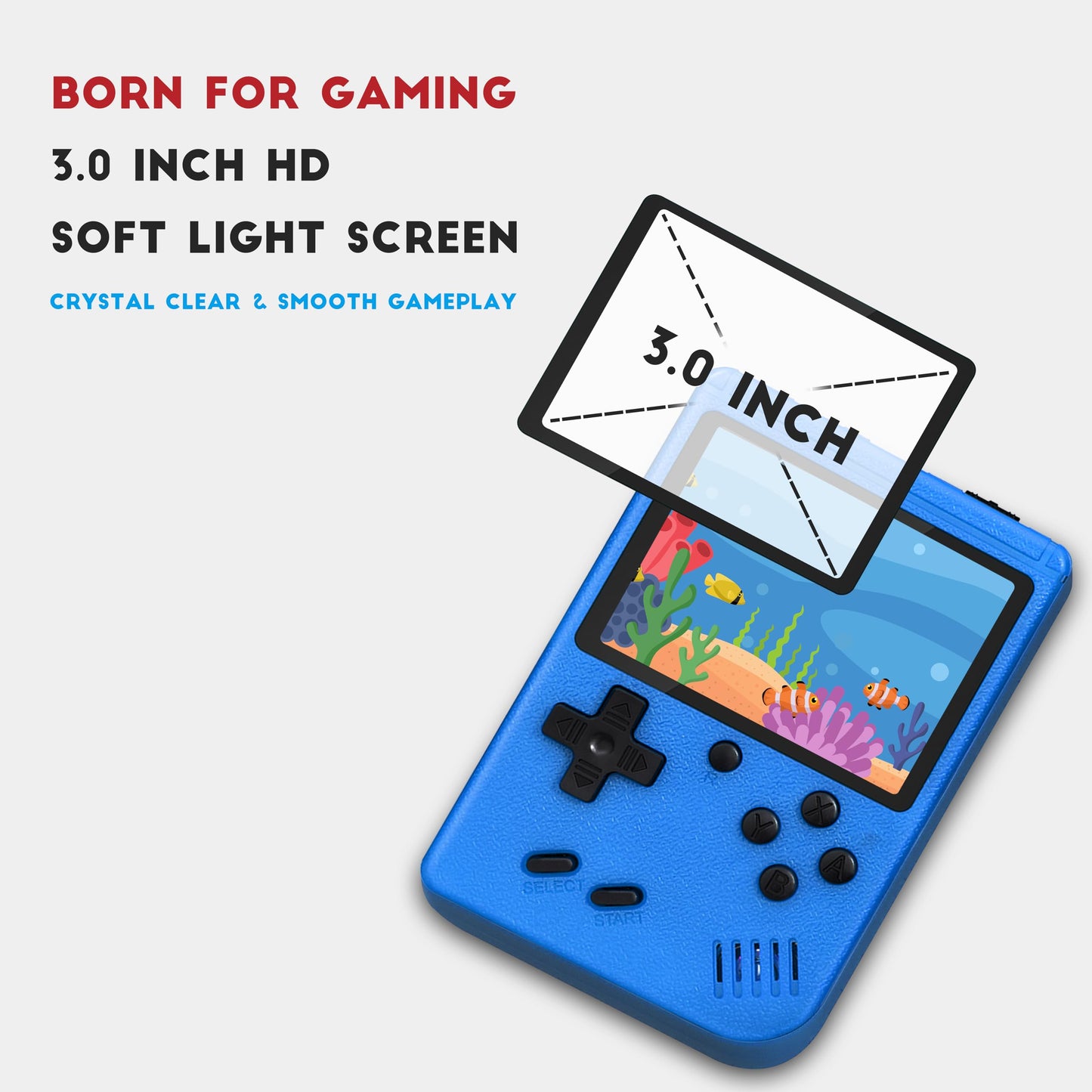 Retro Handheld Game Console,Portable Video Game Console with 500 Classic Games, 3.0 inches HD Screen, Support TV & Two Players Present for Kids & Adults Blue