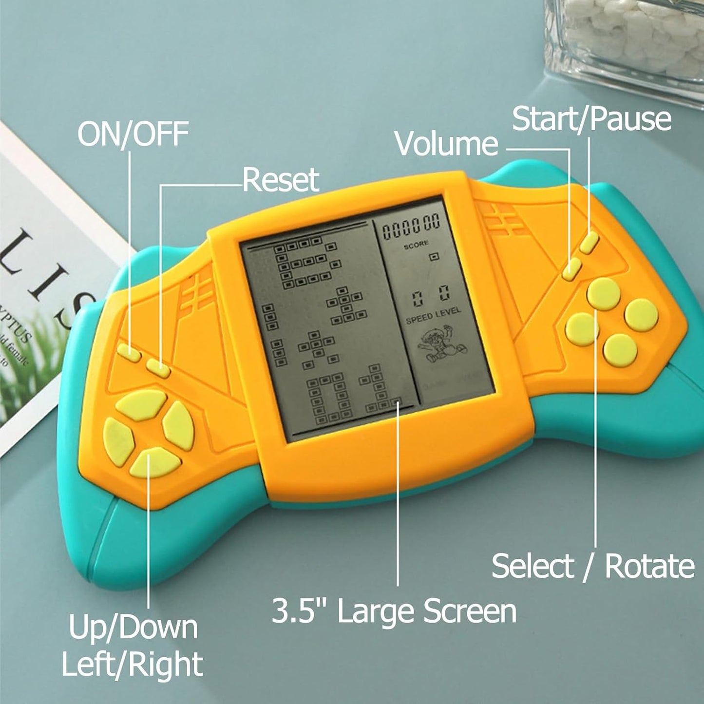Retro Brick Game Console, 3.5 in Large Screen Building Block Game Console with 23 Classic Games, Portable Handheld Game Console 99 Difficulty Classic Brick, Tank, Brick Breaker, Casual Games
