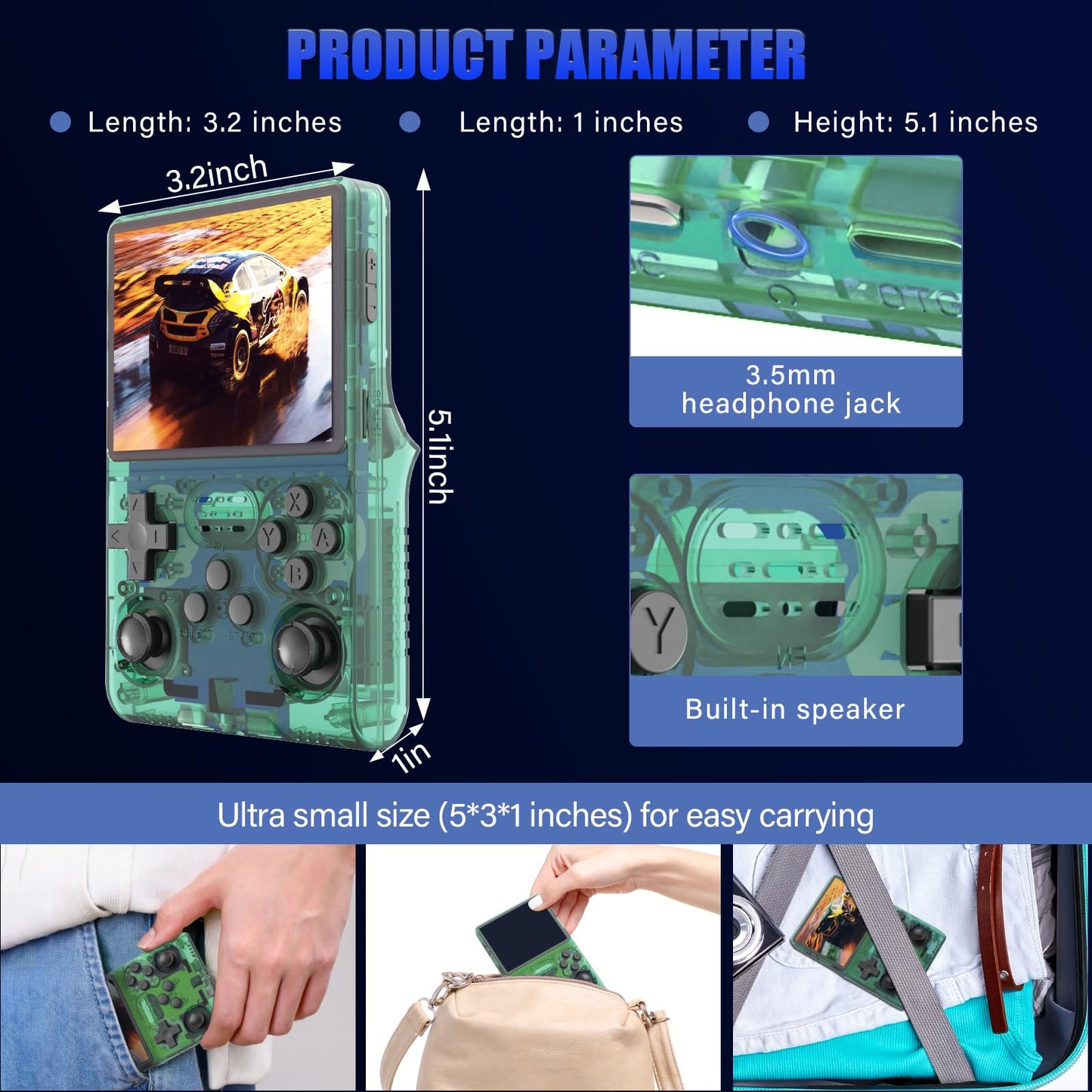 30000 Games in 1Handheld Game Console,3.5-Inch IPS Screen Retro Gaming Console,30000 Classic Games, 3800mAh,20+Mainstream Emulator,Built-in 256G TF Card, Support HDMI and TV Output
