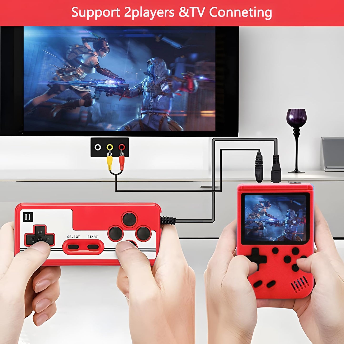 Handheld Game Console, Retro Game Console with 400 Classic FC Games 3.0 Inch Screen 1200mAh Rechargeable Battery Portable Game Console Support TV Connection & 2 Players for Kids Adults