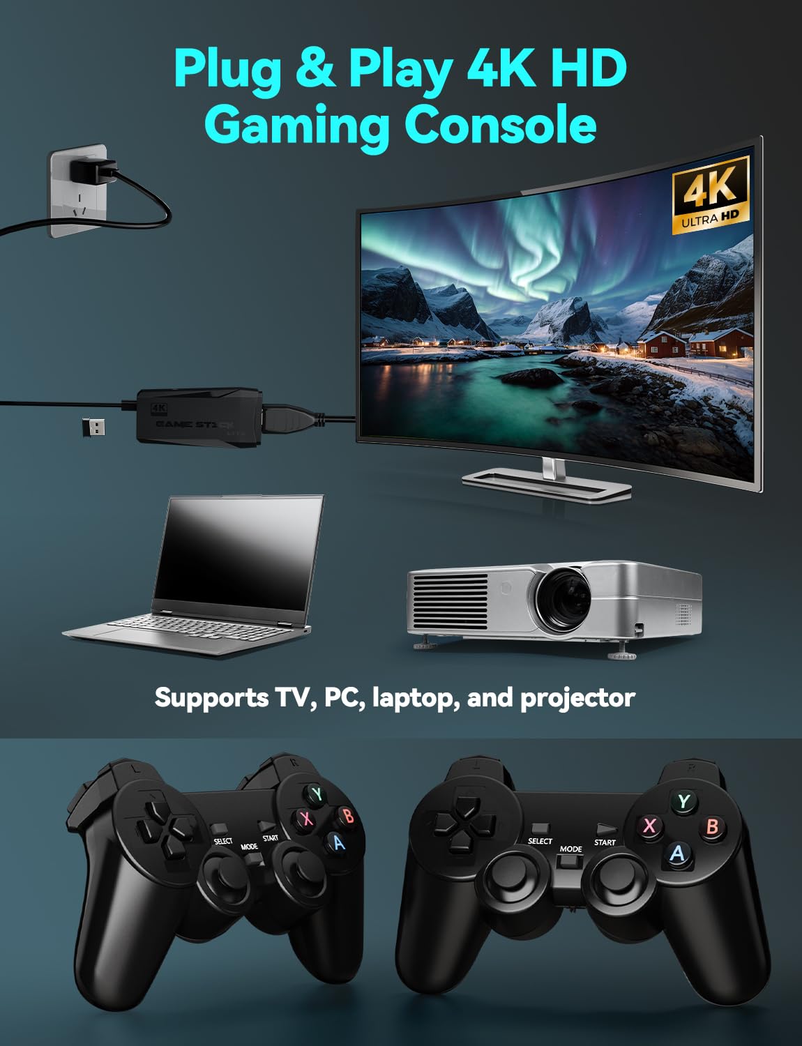 2024 Newest 20000+ Games Retro Game Console Video Gaming: HDMI Game Stick 4K Mini NES Classic Edition System Emulator De Videojuegos 2.4G Wireless Plug and Play for TV