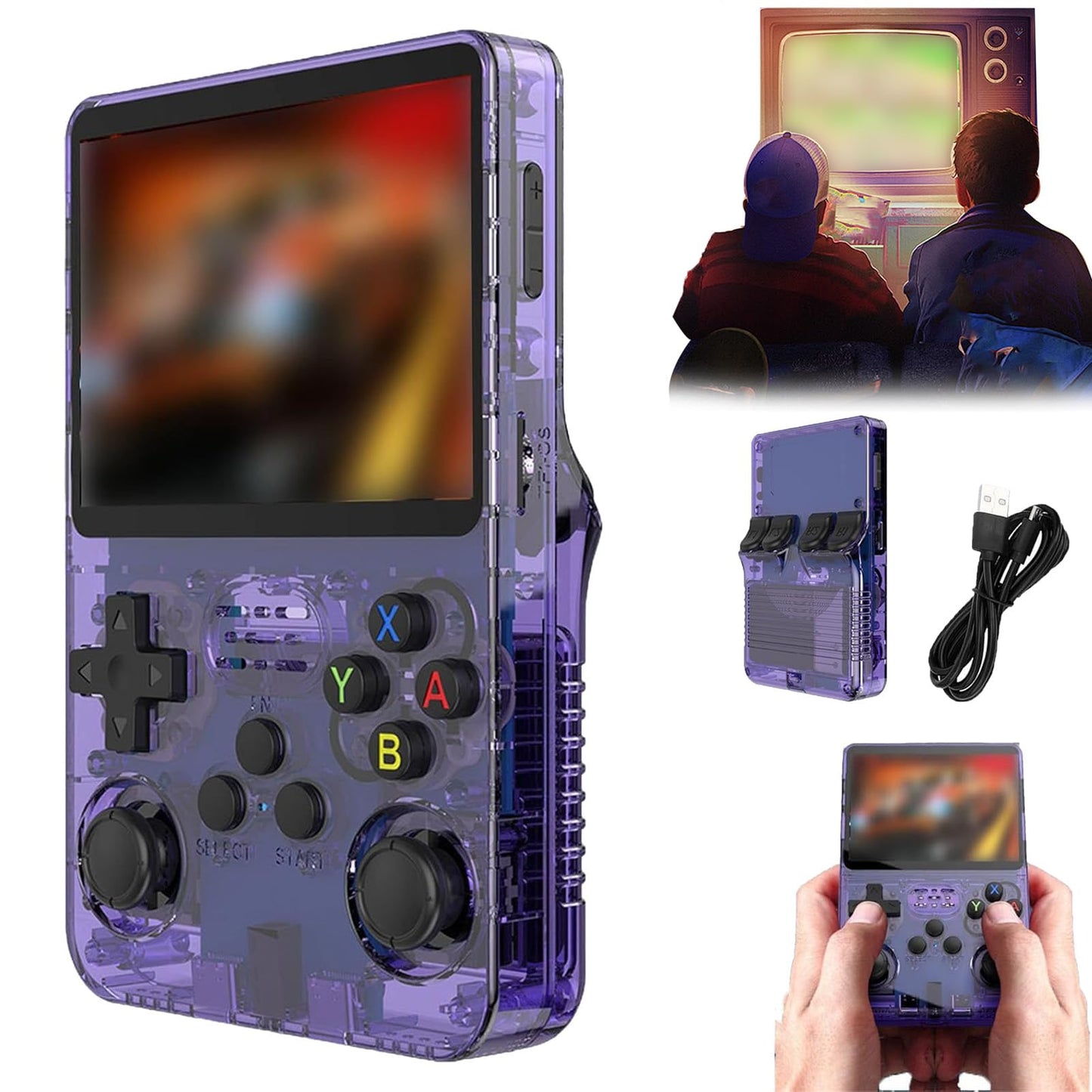 Retro Boy - Infinity Retro Boy Game Console, Retro Handheld Game Console Built in 20000+ Games, 3.5in HD Portable Game Console Wireless Revisiting Classics (128GB Black)