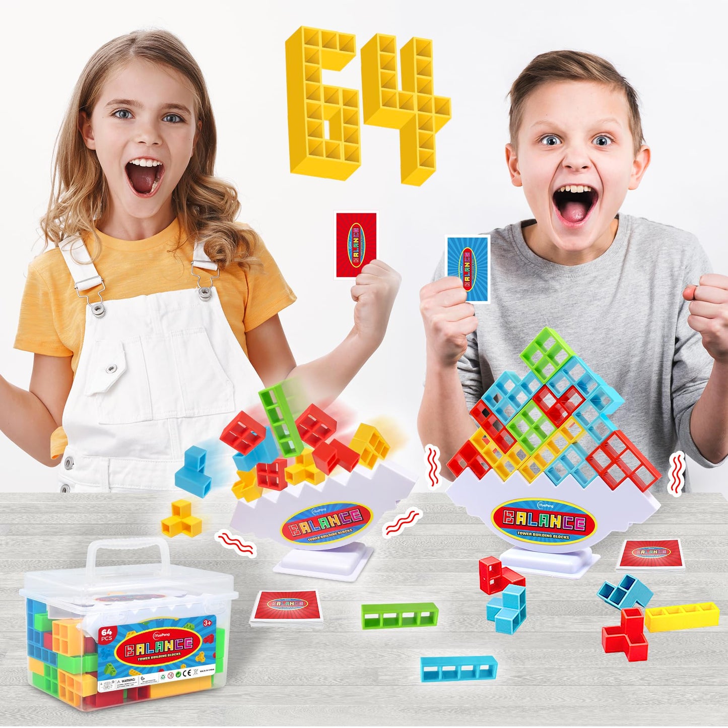 iYuePeng Board Games for Kids & Adults Tetra Tower Balance Stacking Toys Perfect for Family Games, Parties, Travel