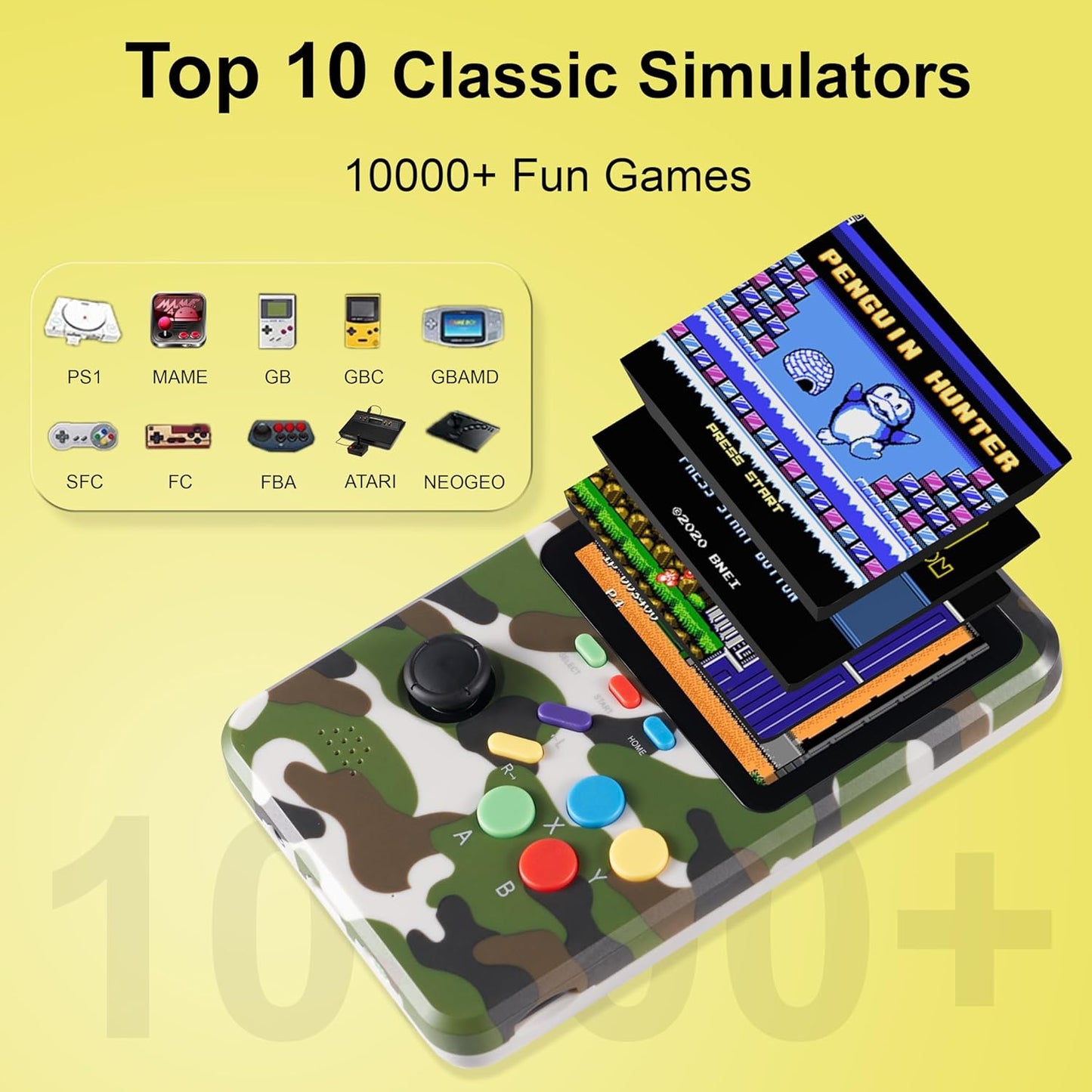 WeLohas Retro Handheld Console,10 Classic Emulator, Q2 Pro Electronic 3D Gaming System,10000+ Fun Games Preloaded,64GB TF Card,3.0" HD Screen,Rechargeable,Portable Console Gifts for Teen Adults
