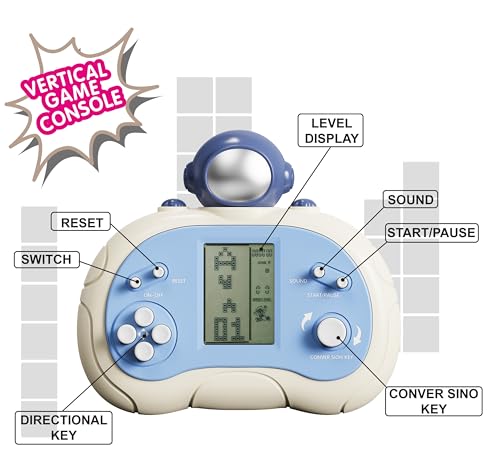 Upgraded Handheld Game Console for Kids - Newest Classic Retro Block Game Console Toy with LCD Screen - Portable Video Game Console Toys - Birthday, for Boys Girls (Spaceman)
