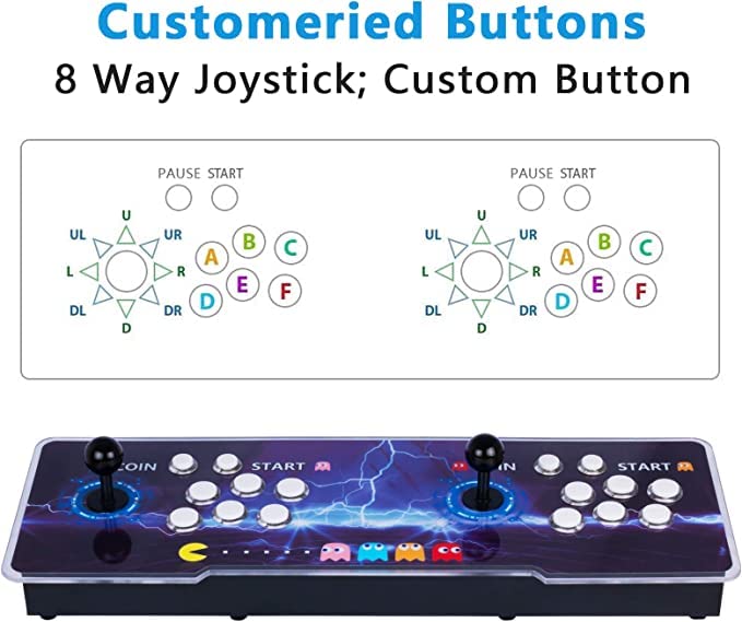 10000 in 1 Arcade Game Console Pandoras 18S WiFi Function Game Machine for PC & Projector & TV, 2-4 Players, 1280X720, 3D Games, Search/Hide/Save/Load/Pause Games, Favorite List