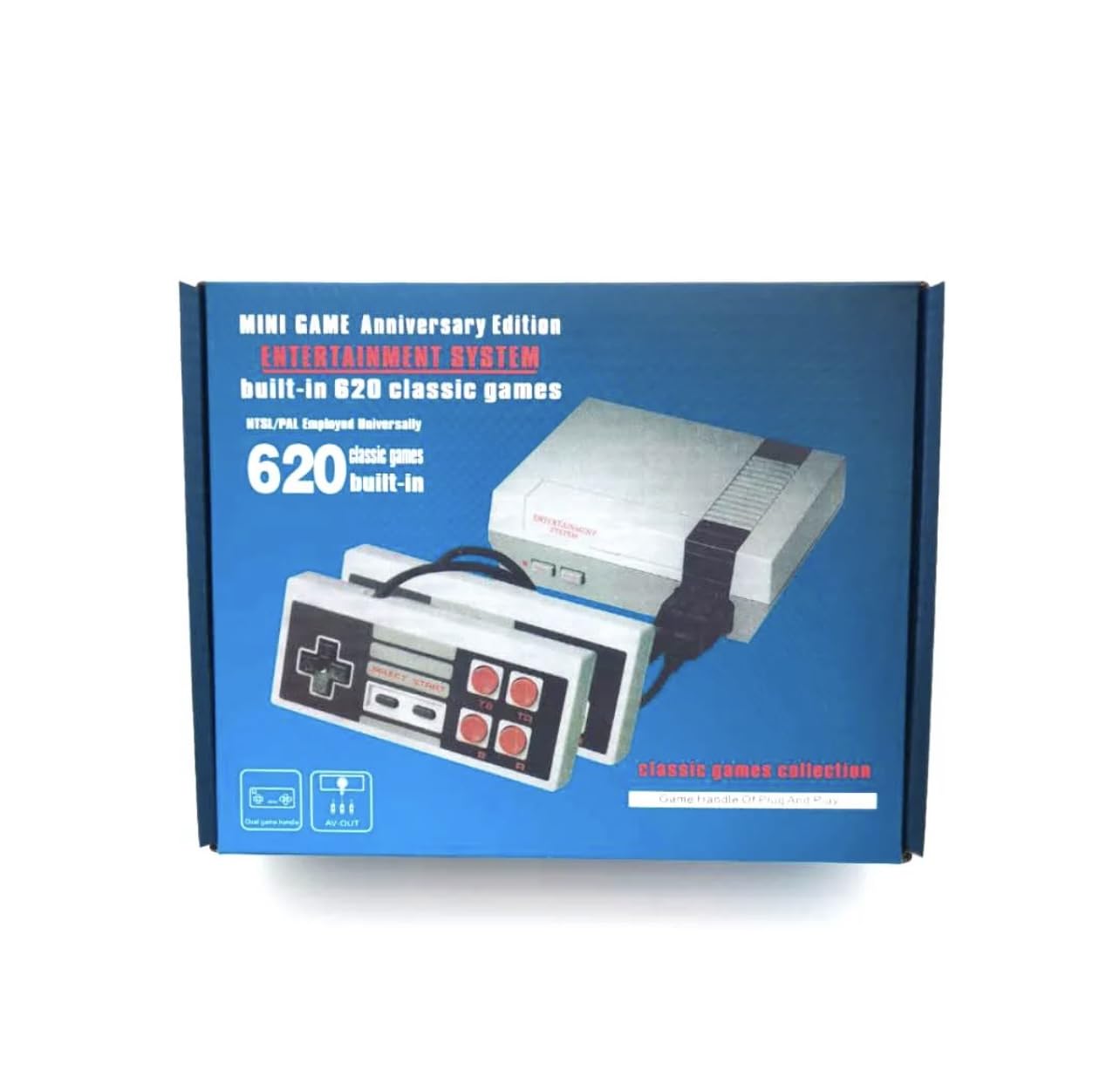 Retro Gaming Classic Mini Video Game Console - Built-in 620 Games with 2 Controllers Handheld Games for Kids & Adults, AV Output 8-Bit Game System, Nostalgia Gifts - preloaded Game Console