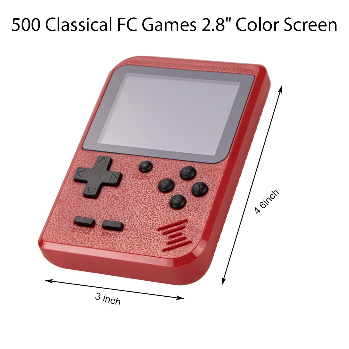 Portable Handheld Games Retro Mini Video Games，Handheld Game Console with 500 Classical FC Games 2.8" Color Screen，Birthday for Boys Girls and Adults (Game500-Red)
