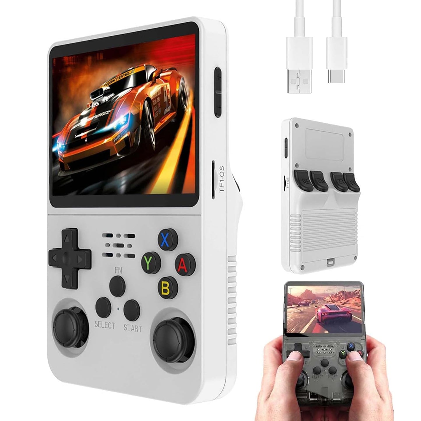 R36S Handheld Game Console, R36S Retro Handheld Game Console, 3.5-inch Retro Handheld, with 64G Built-in 15000+ Classic Games, Game Consoles (Black 64G)