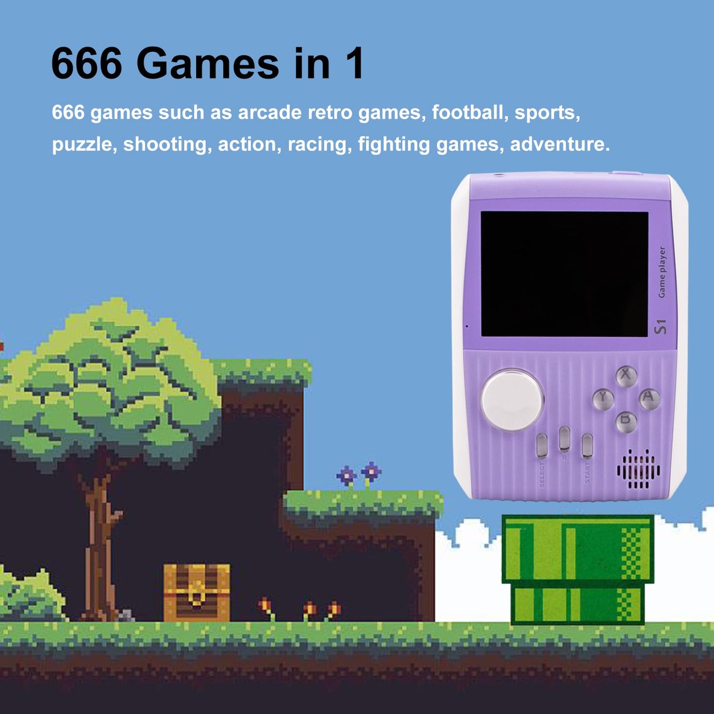 Retro Game Console Handheld, Mini Handheld Game Console for Kids with 666 Classic Retro Games, 1020mAh Rechargeable Battery, 3 Inch Screen Gameboy, Birthday Game Toy for Boy Girl (Blue)