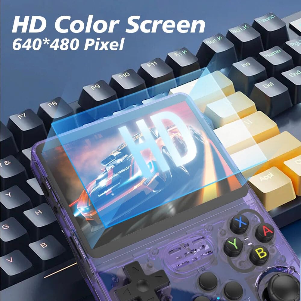 R36S Retro Handheld Game Console with 128G Built-in 20000+ Classic Games, Open Source Linux System 3.5 Inch IPS Screen Portable Pocket Video Player