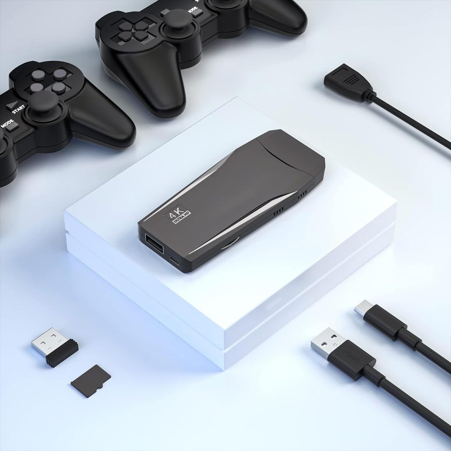 Wireless Retro Game Console Stick, Retro Game Stick 4K HDMI Output, Plug Play TV Video Gaming Stick with 20000+ Games Built-in, 2 2.4G Wireless Controllers, for Kids