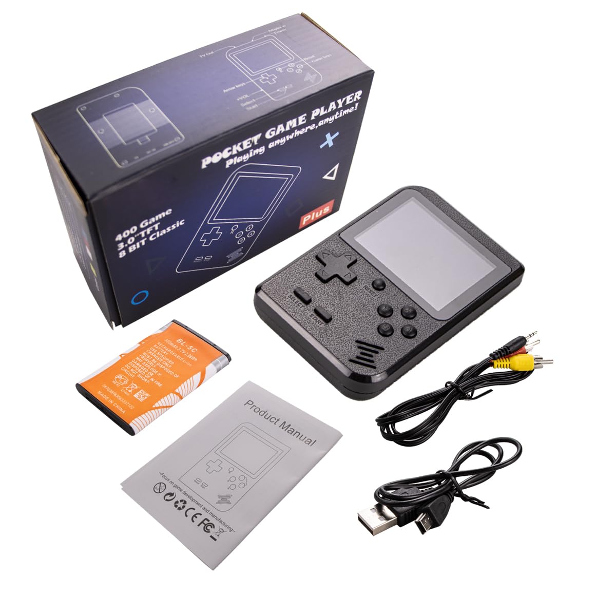 Handheld Game Console with 400 Classical FC Game Console Support for Connecting TV Presents (Blue)