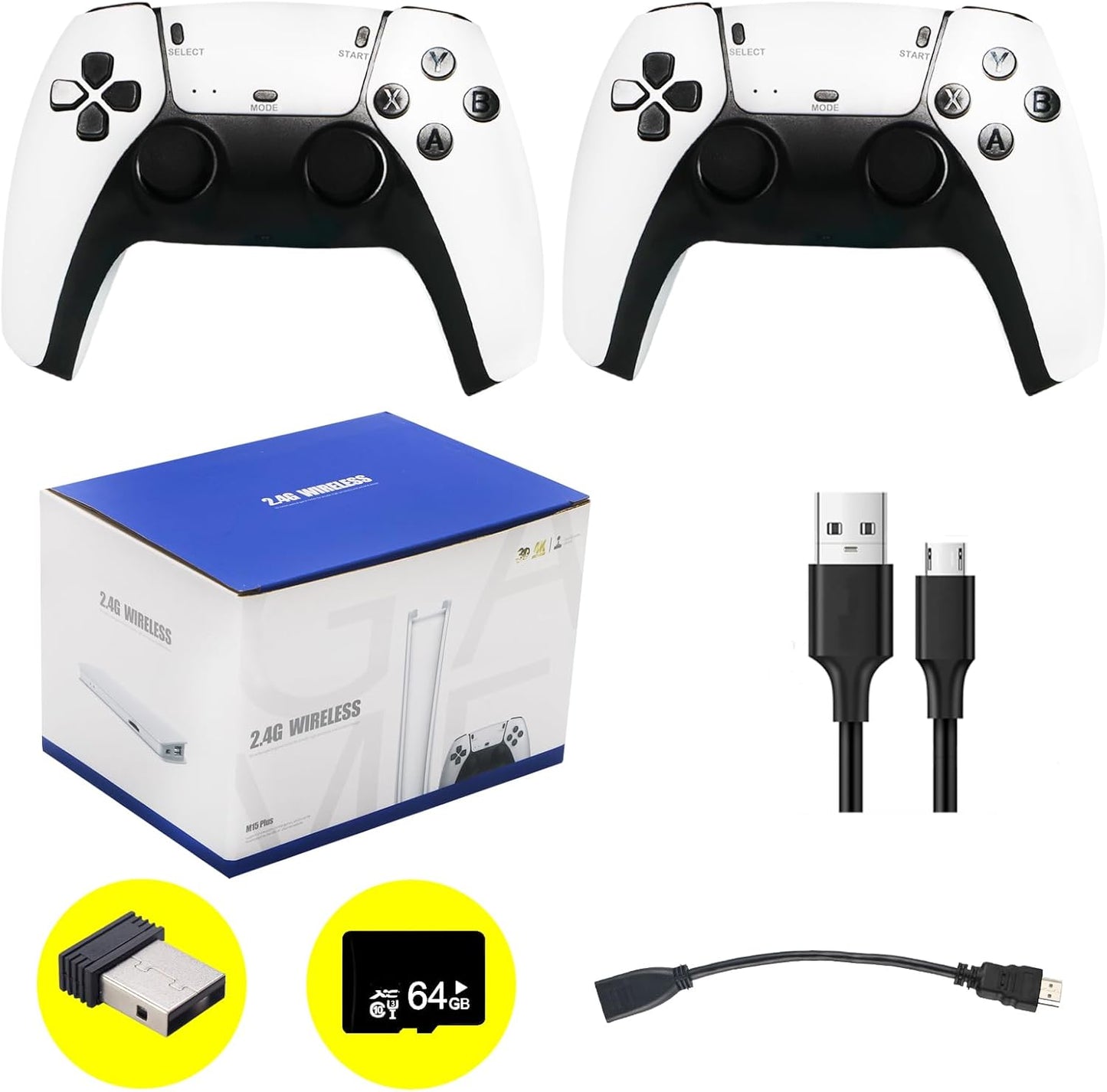 Retro Game Console, Plug and Play Video Game Console Built in 20000+ Games,23 Classic Emulators, 4K High Definition HDMI Output for TV with Dual Controllers
