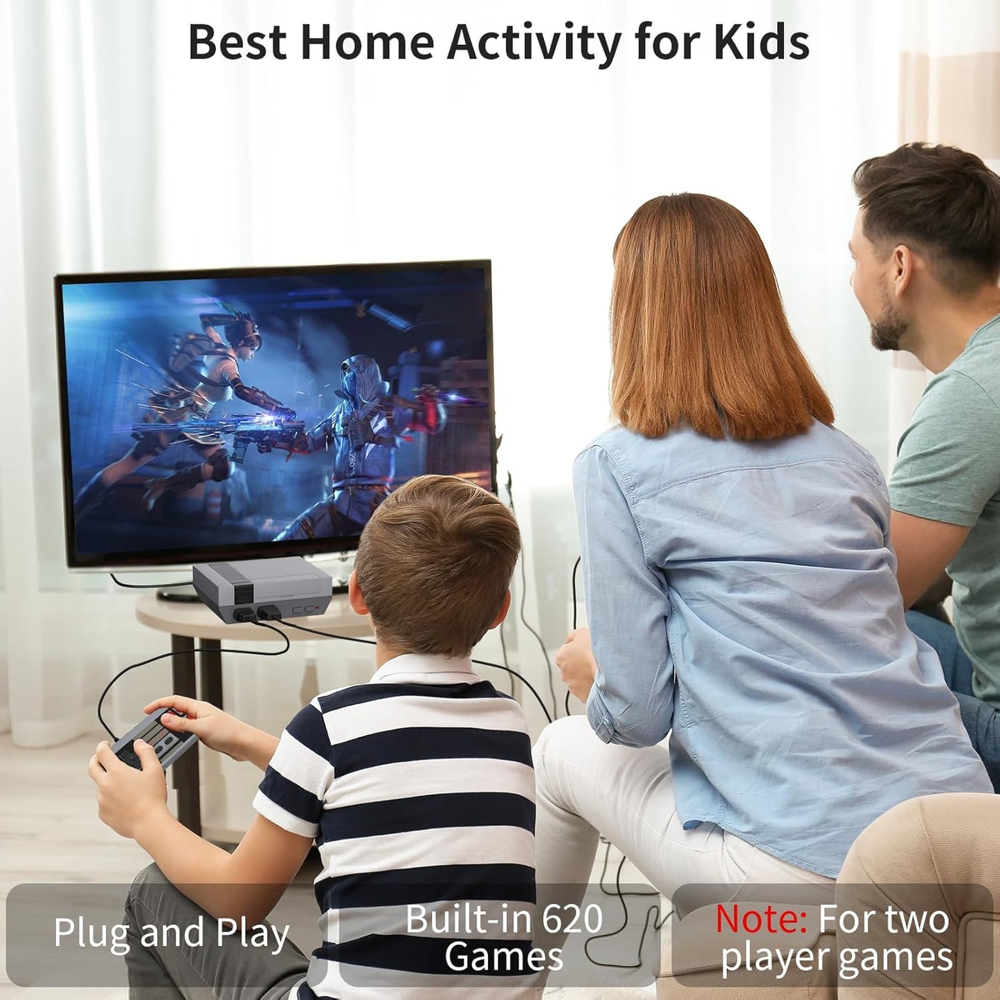 Vergissm Retro Game Console, Built-in 620 Classic Edition Games, Mini Video Game Console AV Output and Dual Game Controllers, Classic Game Console for Kids/Adults, Nostalgia Gifts for Christmas