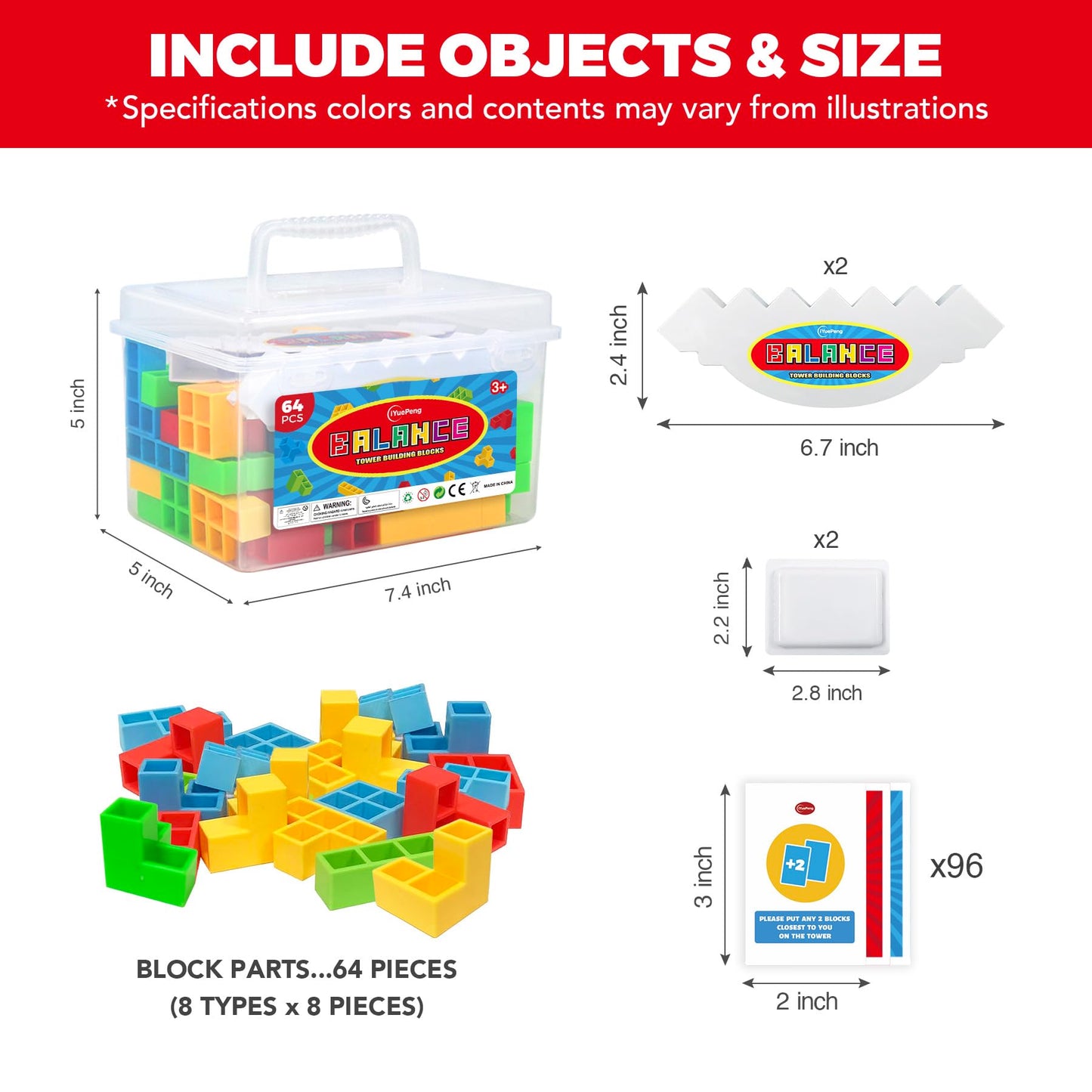 iYuePeng Board Games for Kids & Adults Tetra Tower Balance Stacking Toys Perfect for Family Games, Parties, Travel