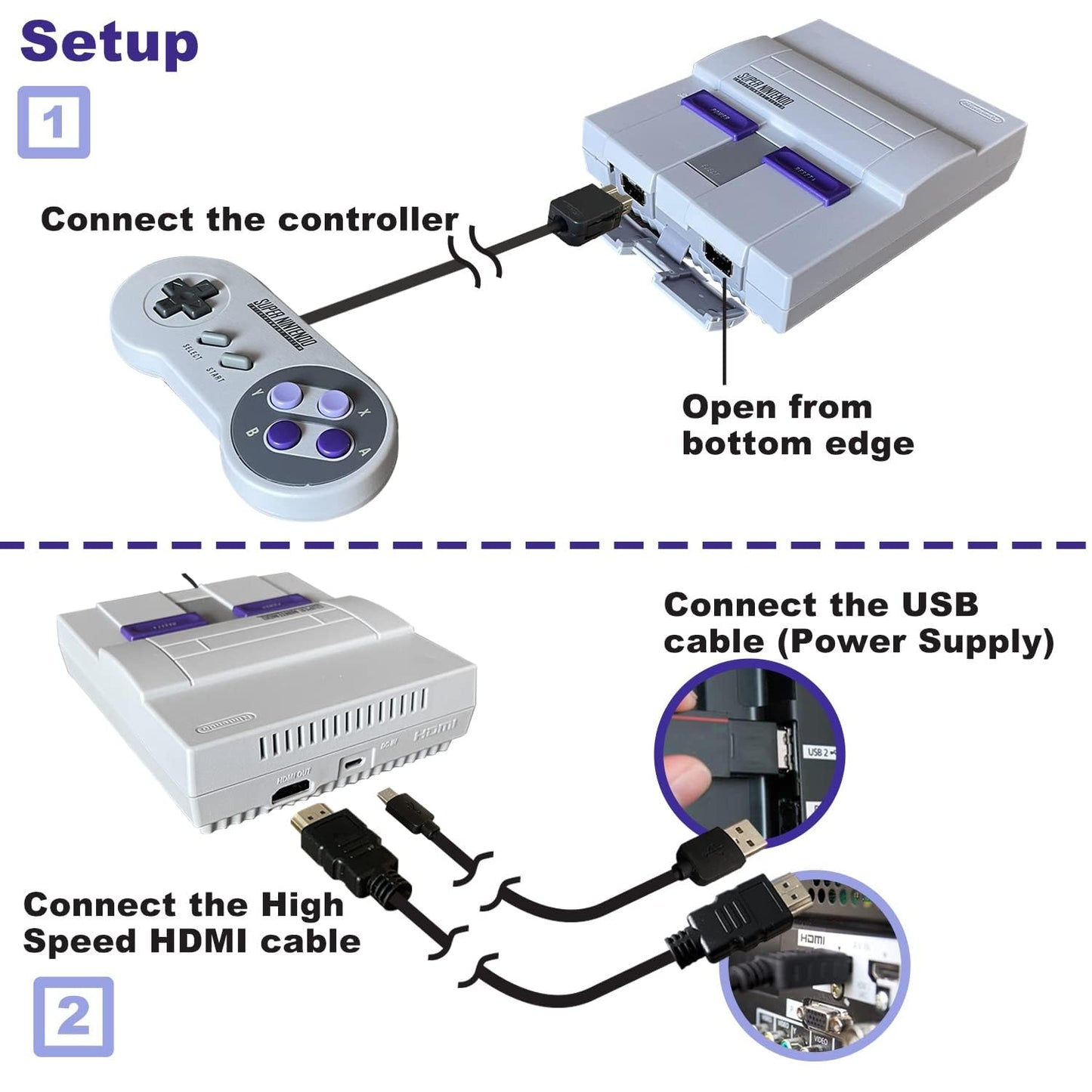 Video Game Consoles for SNES Classic Edition Super for NES Mini System, Pre-load 21 Official for SNES Original Games, to HD TV ZYX21