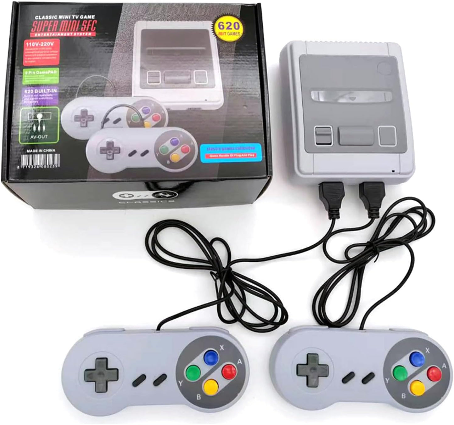 Retro Gaming Console Classic Mini Plug & Play TV Video Games Console with Built-in 620 Games, AV Output and Dual Controllers for Christmas Birthday Gifts