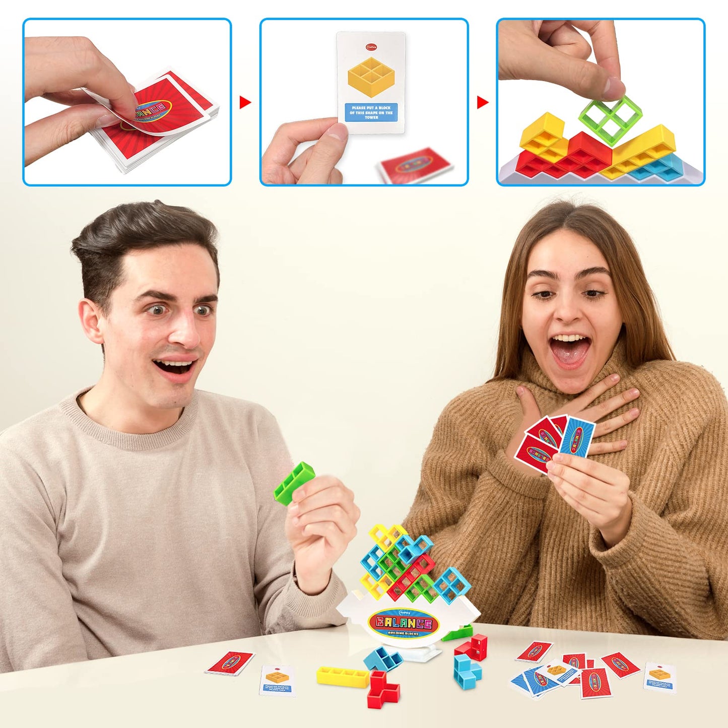 iYuePeng Board Games for Kids & Adults Tetra Tower Balance Stacking Toys Perfect for Family Games, Parties, Travel