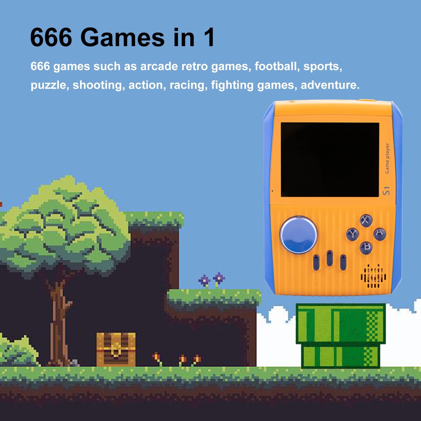 Retro Game Console Handheld, Mini Handheld Game Console for Kids with 666 Classic Retro Games, 1020mAh Rechargeable Battery, 3 Inch Screen Gameboy, Birthday Game Toy for Boy Girl (Blue)