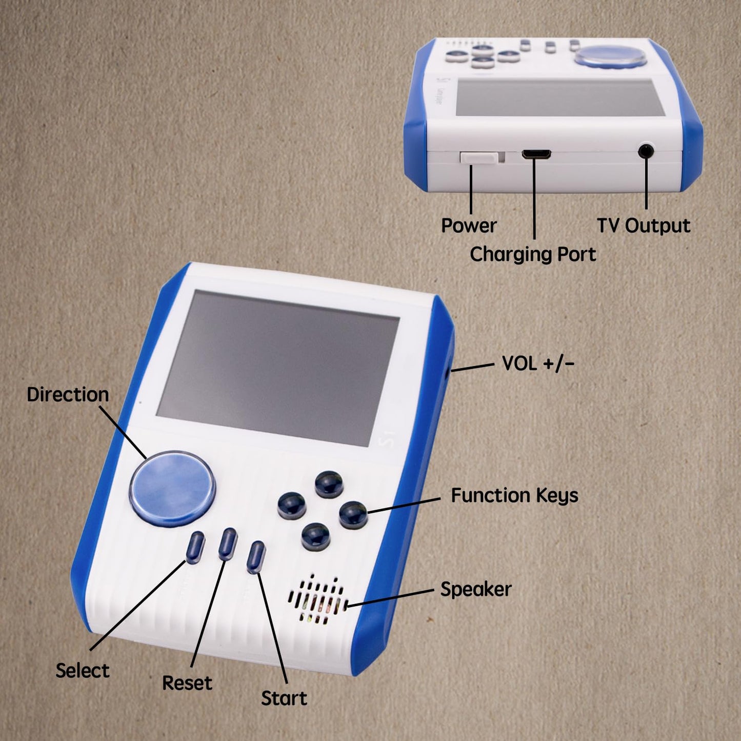 Retro Game Console Handheld, Mini Handheld Game Console for Kids with 666 Classic Retro Games, 1020mAh Rechargeable Battery, 3 Inch Screen Gameboy, Birthday Game Toy for Boy Girl (Blue)