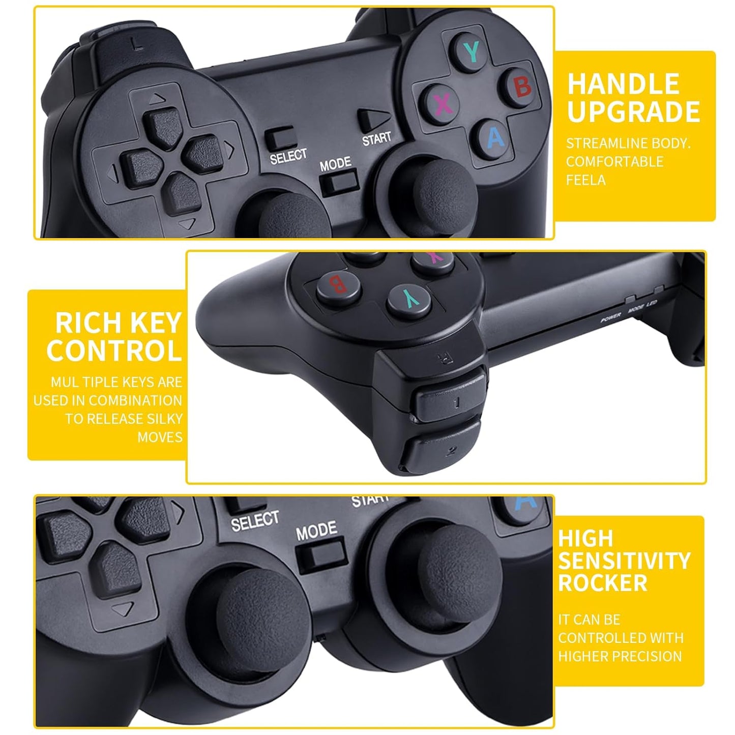 Wireless Retro Game Console Stick Built-in 20000+ Classic Games, 4K HDMI Output Nostalgia Plug & Play Retro Video Gaming Stick, Retro Game Consolewith 9 Emulators and Dual 2.4G Wireless Controller(64G)