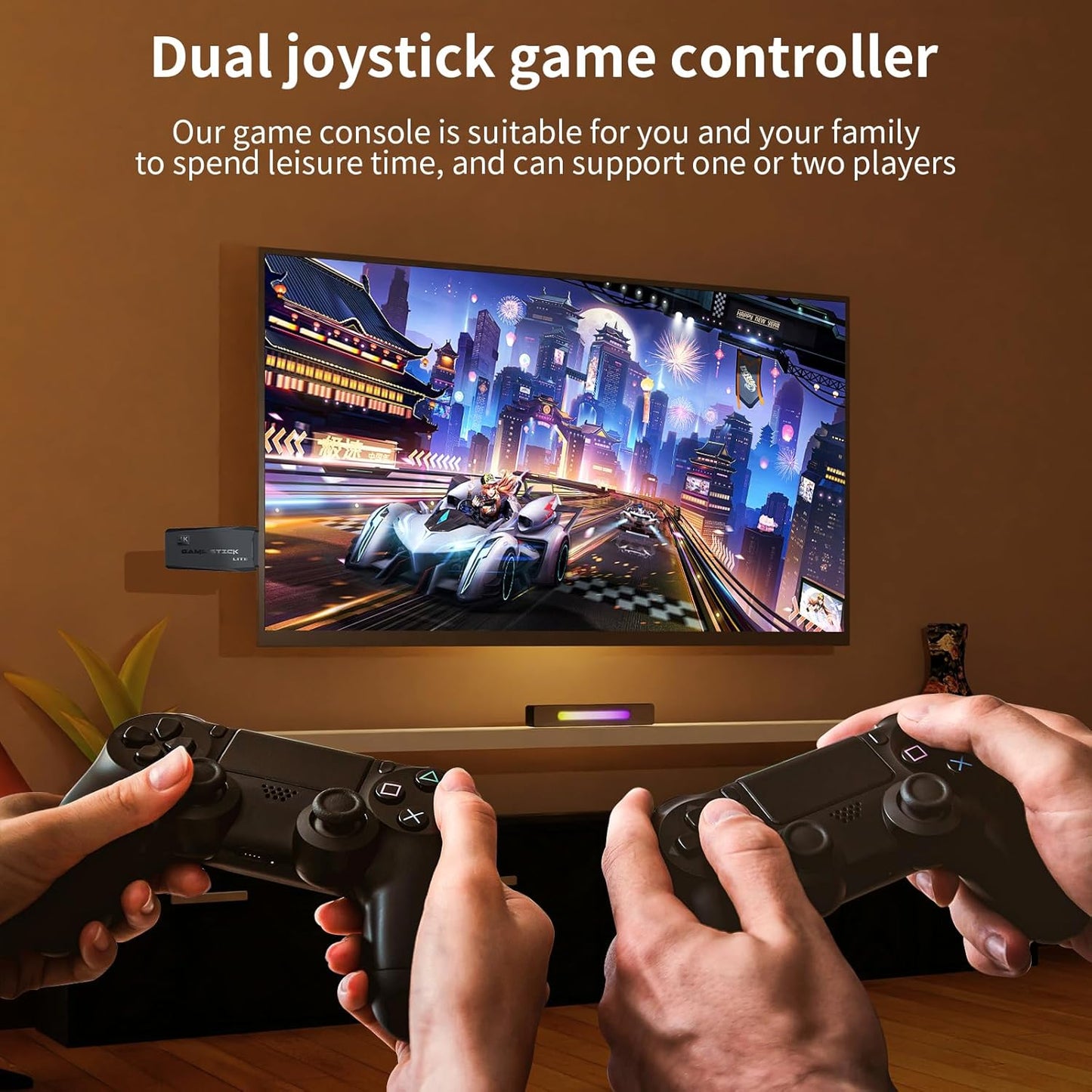 Wireless Retro Game Console Stick Built-in 20000+ Classic Games, 4K HDMI Output Nostalgia Plug & Play Retro Video Gaming Stick, Retro Game Consolewith 9 Emulators and Dual 2.4G Wireless Controller(64G)