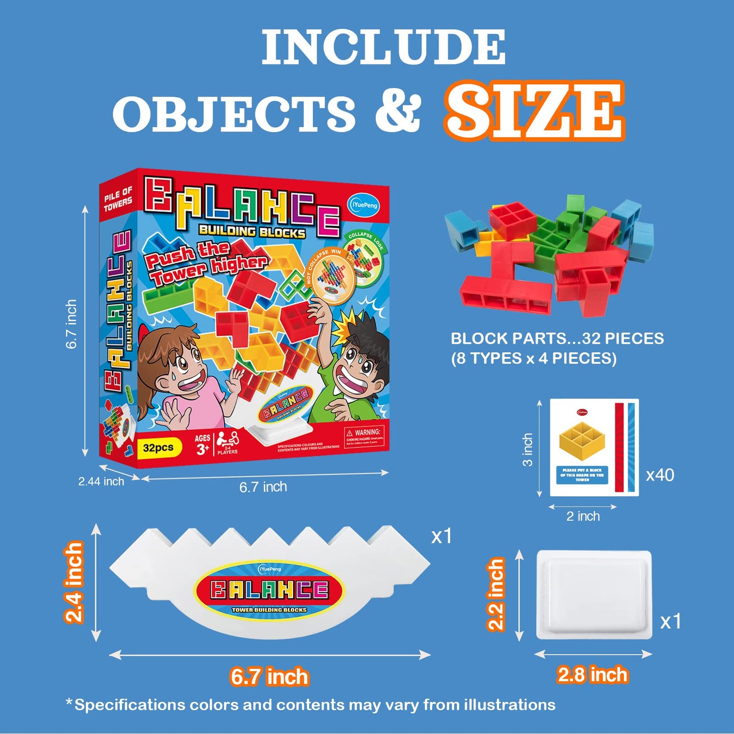 iYuePeng Board Games for Kids & Adults Tetra Tower Balance Stacking Toys Perfect for Family Games, Parties, Travel