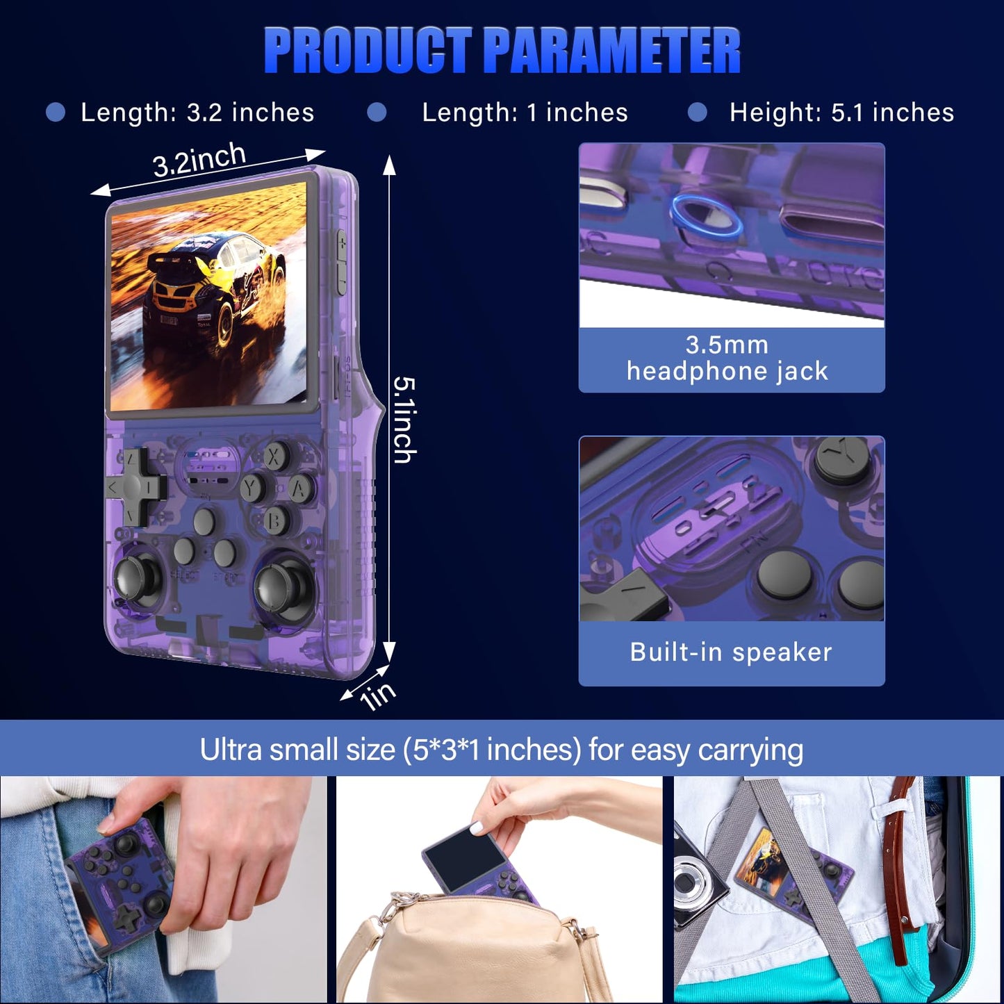 30000 Games in 1Handheld Game Console,3.5-Inch IPS Screen Retro Gaming Console,30000 Classic Games, 3800mAh,20＋Mainstream Emulator,Built-in 256G TF Card, Support HDMI and TV Output