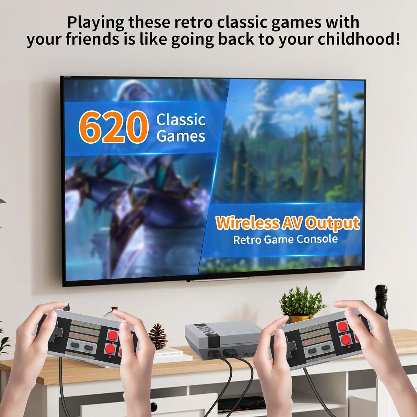 weiyuii Retro Game Console, AV Output Classic Mini Video Game Consoles Built-in with 620 Games Dual Players Mode Console with 2 Controllers Handheld Games for Kids & Adults for Christmas Birthday