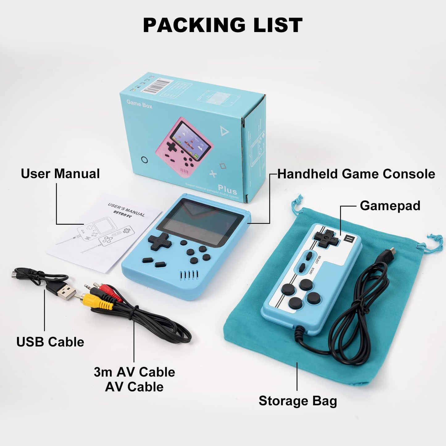 Retro Game Console for Boy, Handheld Games Consoles with 500 Classical Nostalgic Games 3.0 Inch Retro Mini Game Player Support TV & 2 Player 1020mah HD LCD Game Console Boy(White)