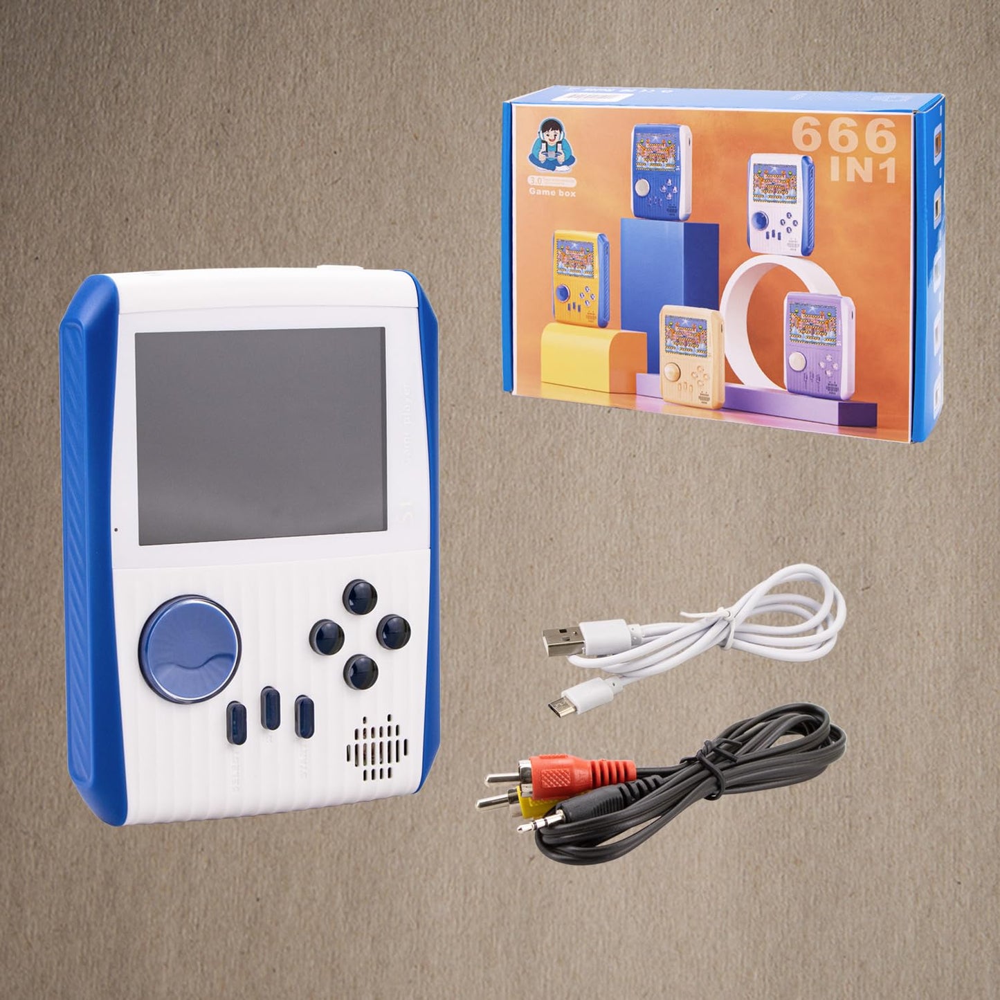 Retro Game Console Handheld, Mini Handheld Game Console for Kids with 666 Classic Retro Games, 1020mAh Rechargeable Battery, 3 Inch Screen Gameboy, Birthday Game Toy for Boy Girl (Blue)