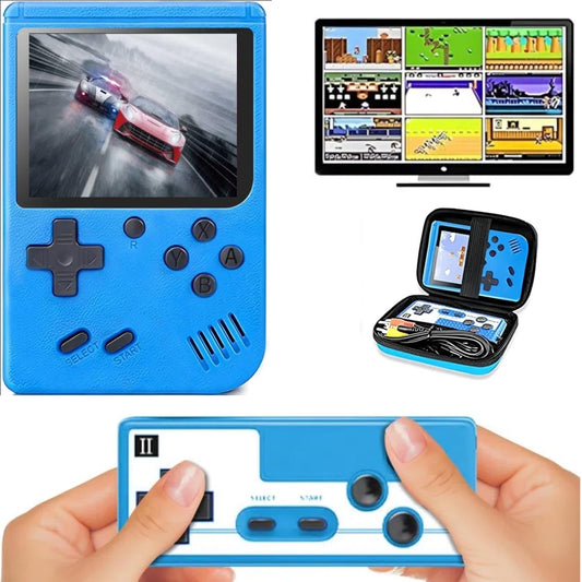 Retro Handheld Game Console, Portable Game Console with Storage Case, Retro Game Console with 800 Classic Games, Video Game Console Support TV Connection & 2 Players, Ideal as Gifts (Blue)