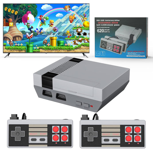 weiyuii Retro Game Console, AV Output Classic Mini Video Game Consoles Built-in with 620 Games Dual Players Mode Console with 2 Controllers Handheld Games for Kids & Adults for Christmas Birthday