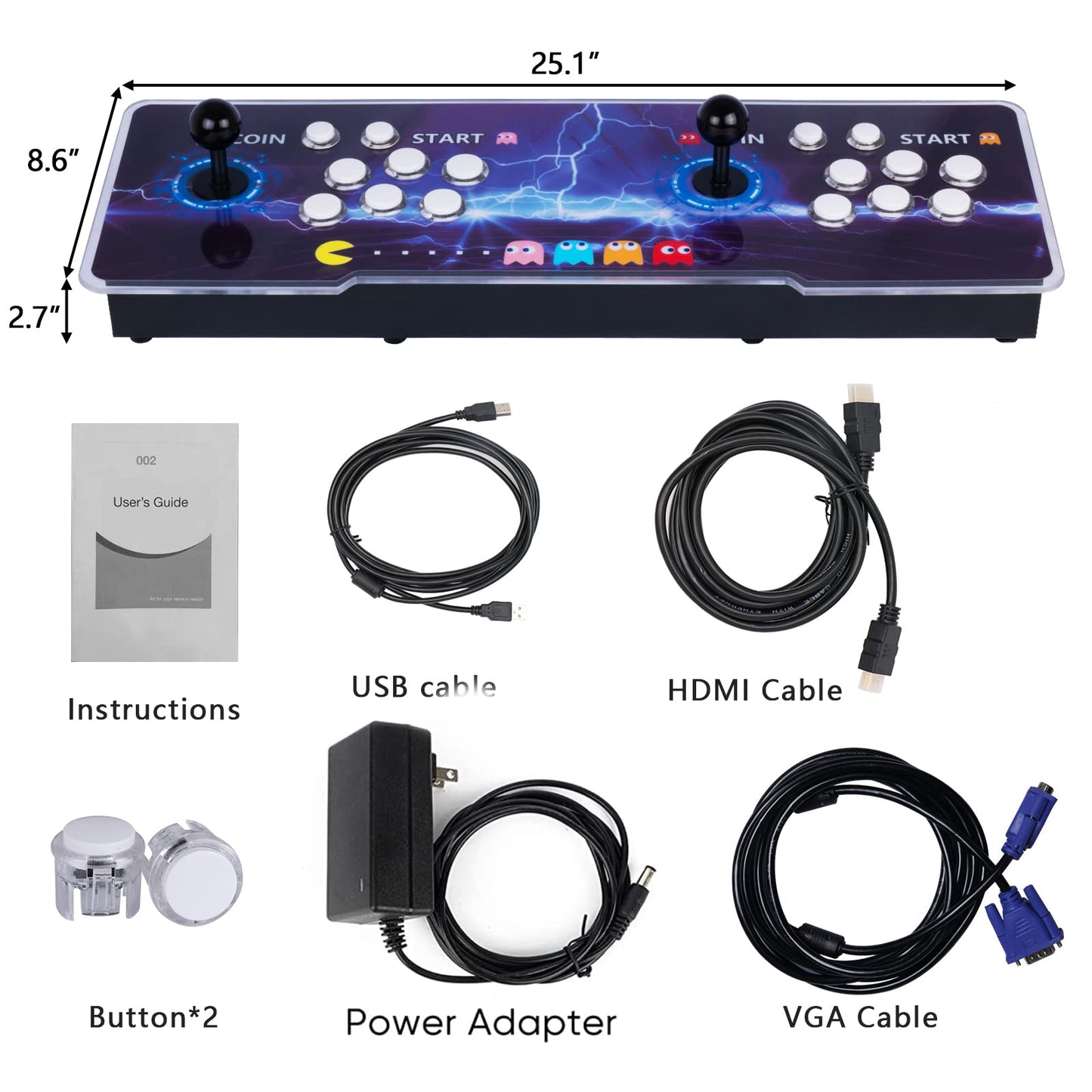 10000 in 1 Arcade Game Console Pandoras 18S WiFi Function Game Machine for PC & Projector & TV, 2-4 Players, 1280X720, 3D Games, Search/Hide/Save/Load/Pause Games, Favorite List