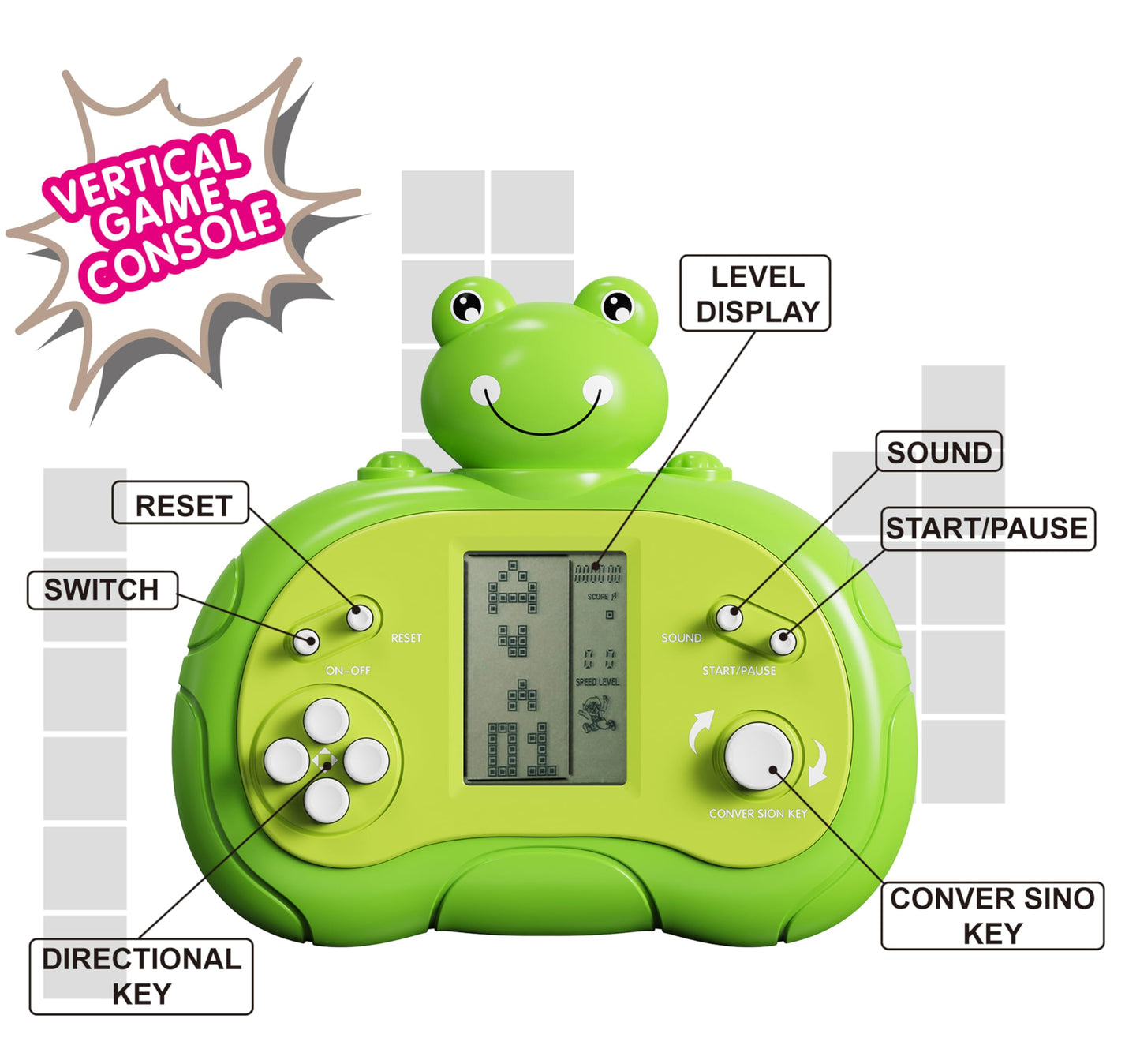 Upgraded Handheld Game Console for Kids - Newest Classic Retro Block Game Console Toy with LCD Screen - Portable Video Game Console Toys - Birthday, for Boys Girls (Spaceman)