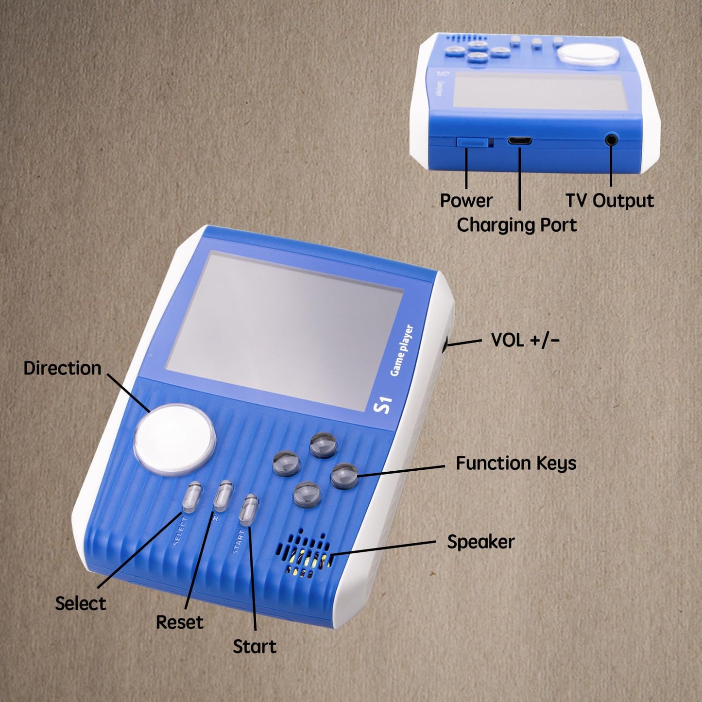 Retro Game Console Handheld, Mini Handheld Game Console for Kids with 666 Classic Retro Games, 1020mAh Rechargeable Battery, 3 Inch Screen Gameboy, Birthday Game Toy for Boy Girl (Blue)