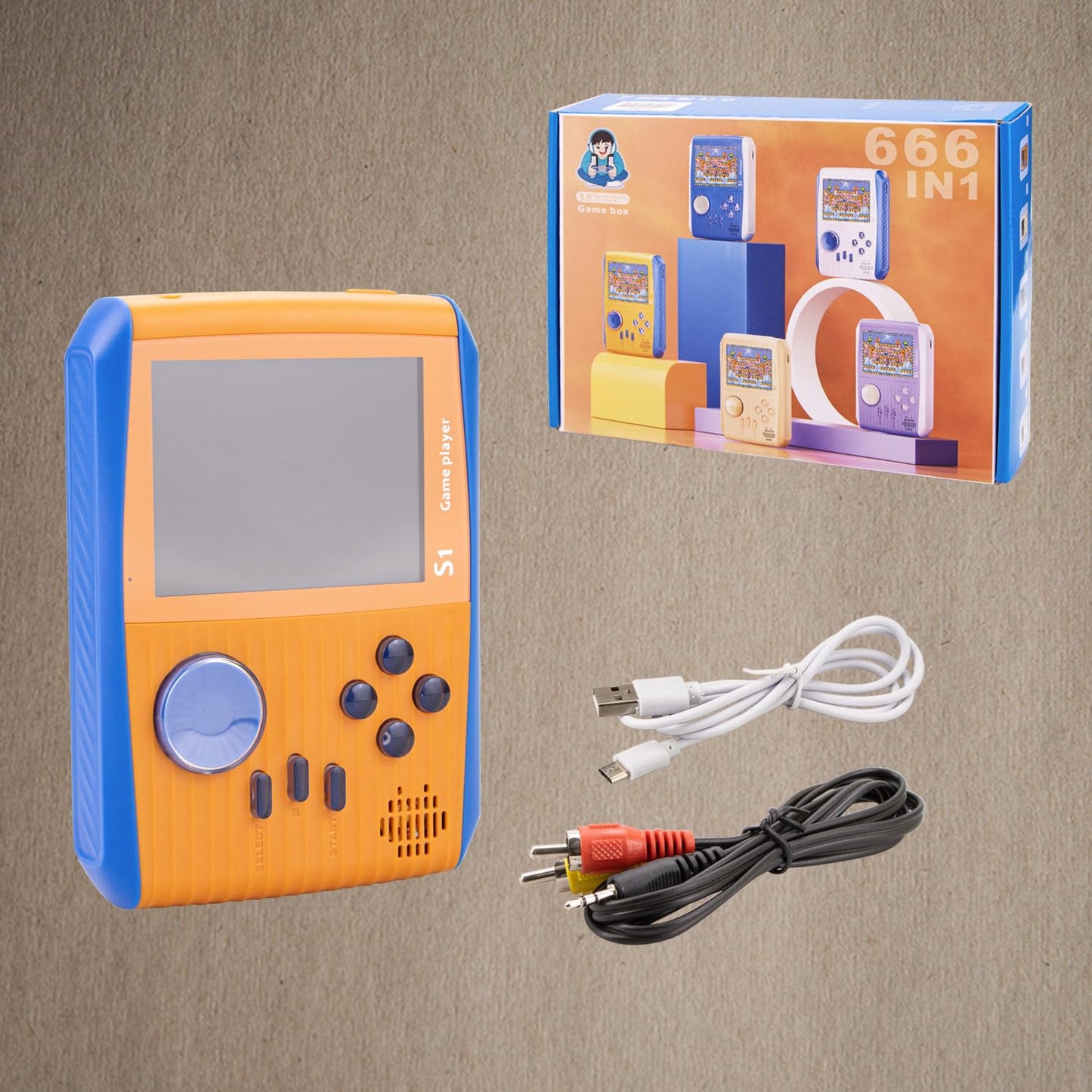 Retro Game Console Handheld, Mini Handheld Game Console for Kids with 666 Classic Retro Games, 1020mAh Rechargeable Battery, 3 Inch Screen Gameboy, Birthday Game Toy for Boy Girl (Blue)