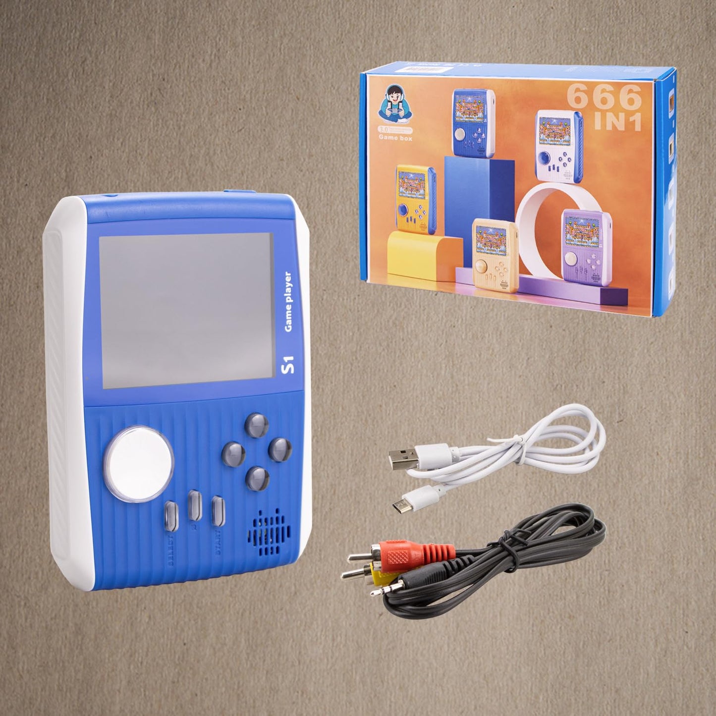 Retro Game Console Handheld, Mini Handheld Game Console for Kids with 666 Classic Retro Games, 1020mAh Rechargeable Battery, 3 Inch Screen Gameboy, Birthday Game Toy for Boy Girl (Blue)