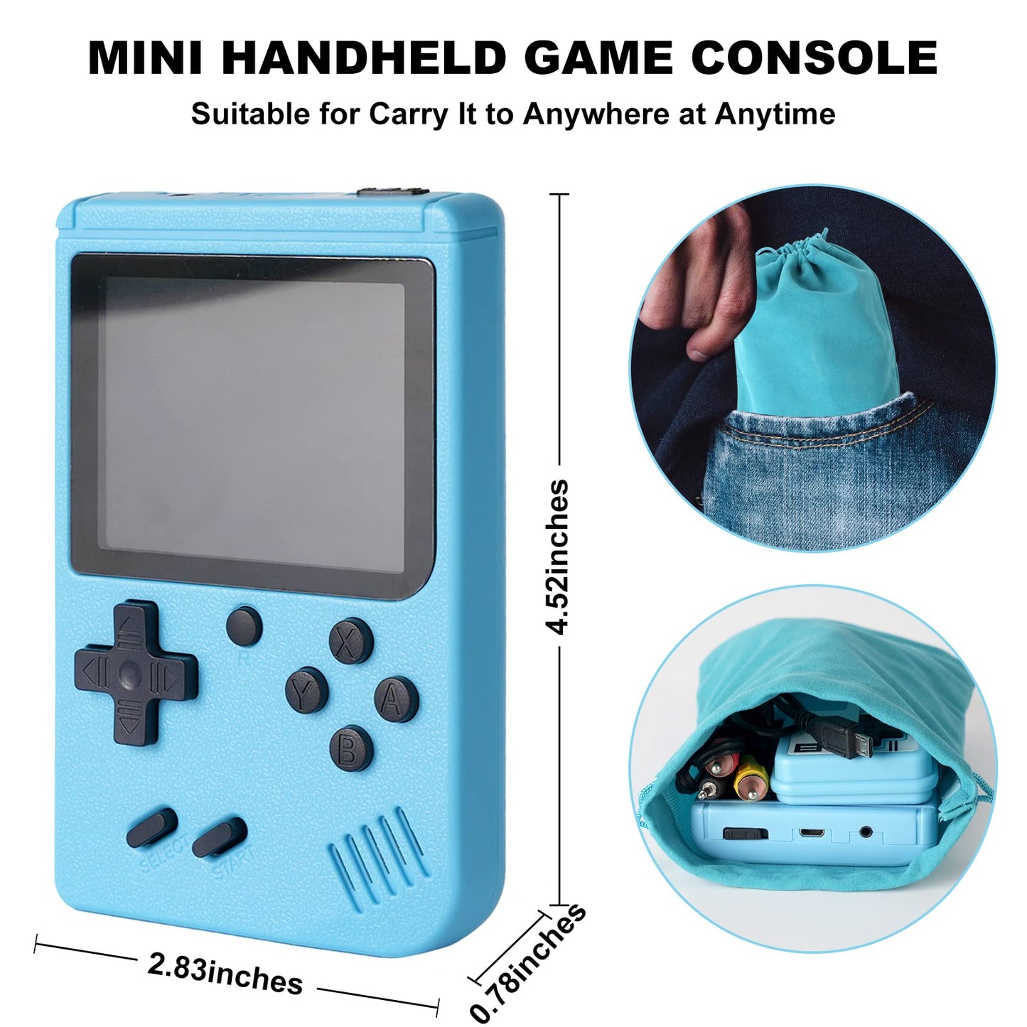 Retro Game Console for Boy, Handheld Games Consoles with 500 Classical Nostalgic Games 3.0 Inch Retro Mini Game Player Support TV & 2 Player 1020mah HD LCD Game Console Boy(White)