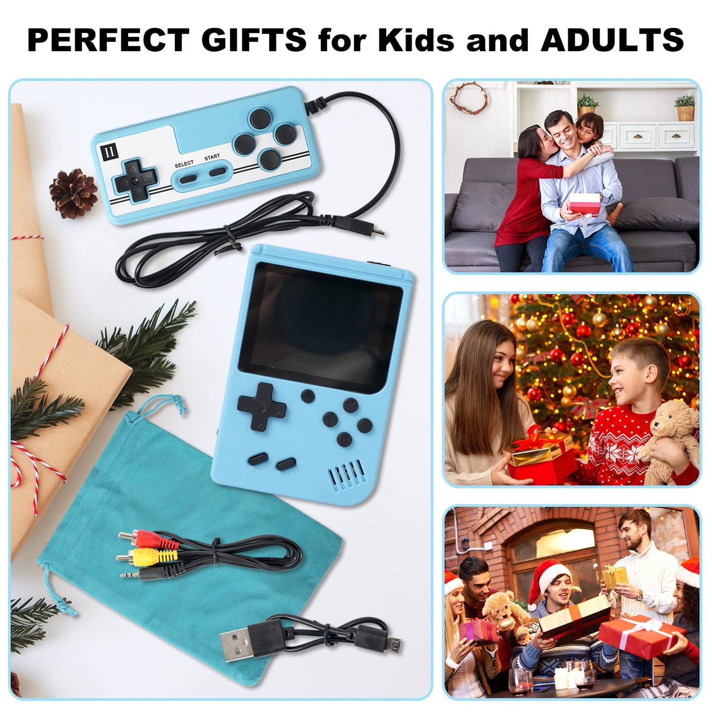 Retro Game Console for Boy, Handheld Games Consoles with 500 Classical Nostalgic Games 3.0 Inch Retro Mini Game Player Support TV & 2 Player 1020mah HD LCD Game Console Boy(White)