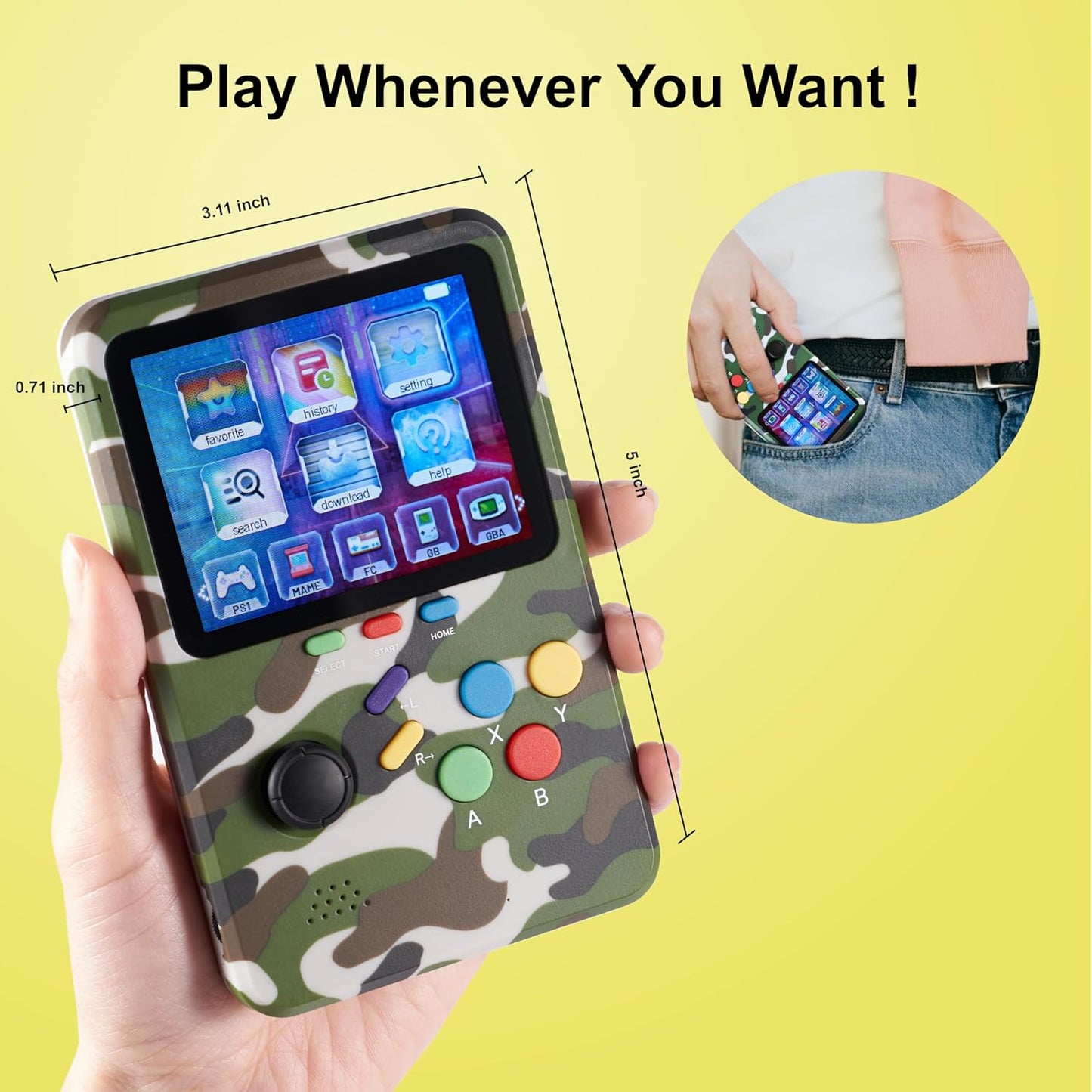 WeLohas Retro Handheld Console,10 Classic Emulator, Q2 Pro Electronic 3D Gaming System,10000+ Fun Games Preloaded,64GB TF Card,3.0" HD Screen,Rechargeable,Portable Console Gifts for Teen Adults