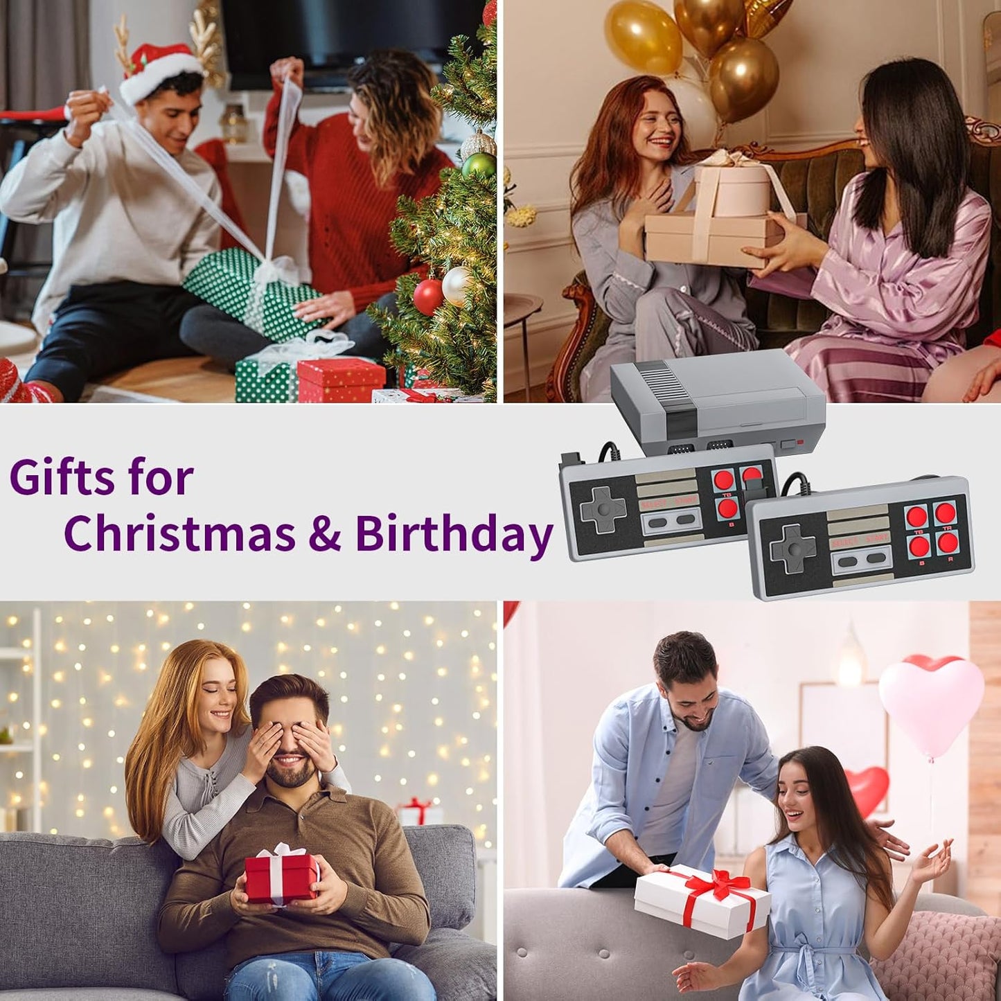 Vergissm Retro Game Console, Built-in 620 Classic Edition Games, Mini Video Game Console AV Output and Dual Game Controllers, Classic Game Console for Kids/Adults, Nostalgia Gifts for Christmas