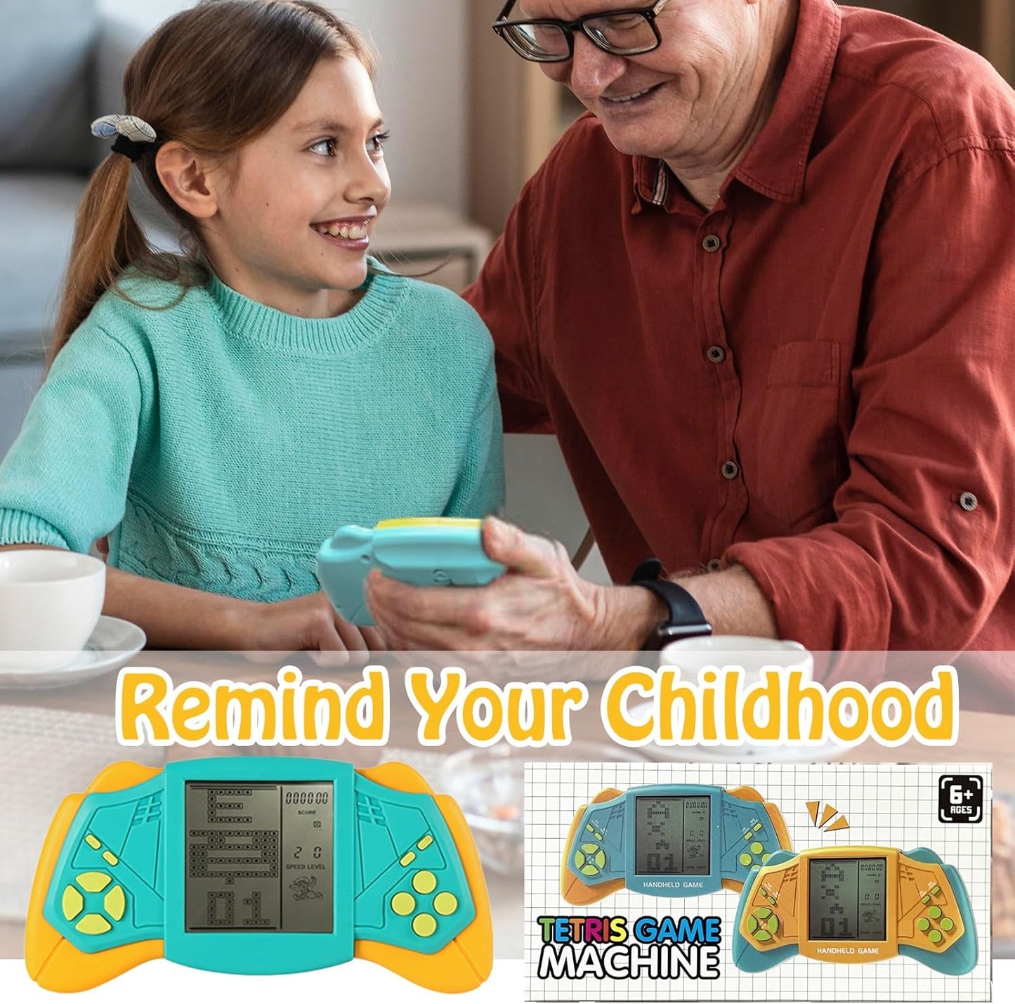 Retro Brick Game Console, 3.5 in Large Screen Building Block Game Console with 23 Classic Games, Portable Handheld Game Console 99 Difficulty Classic Brick, Tank, Brick Breaker, Casual Games