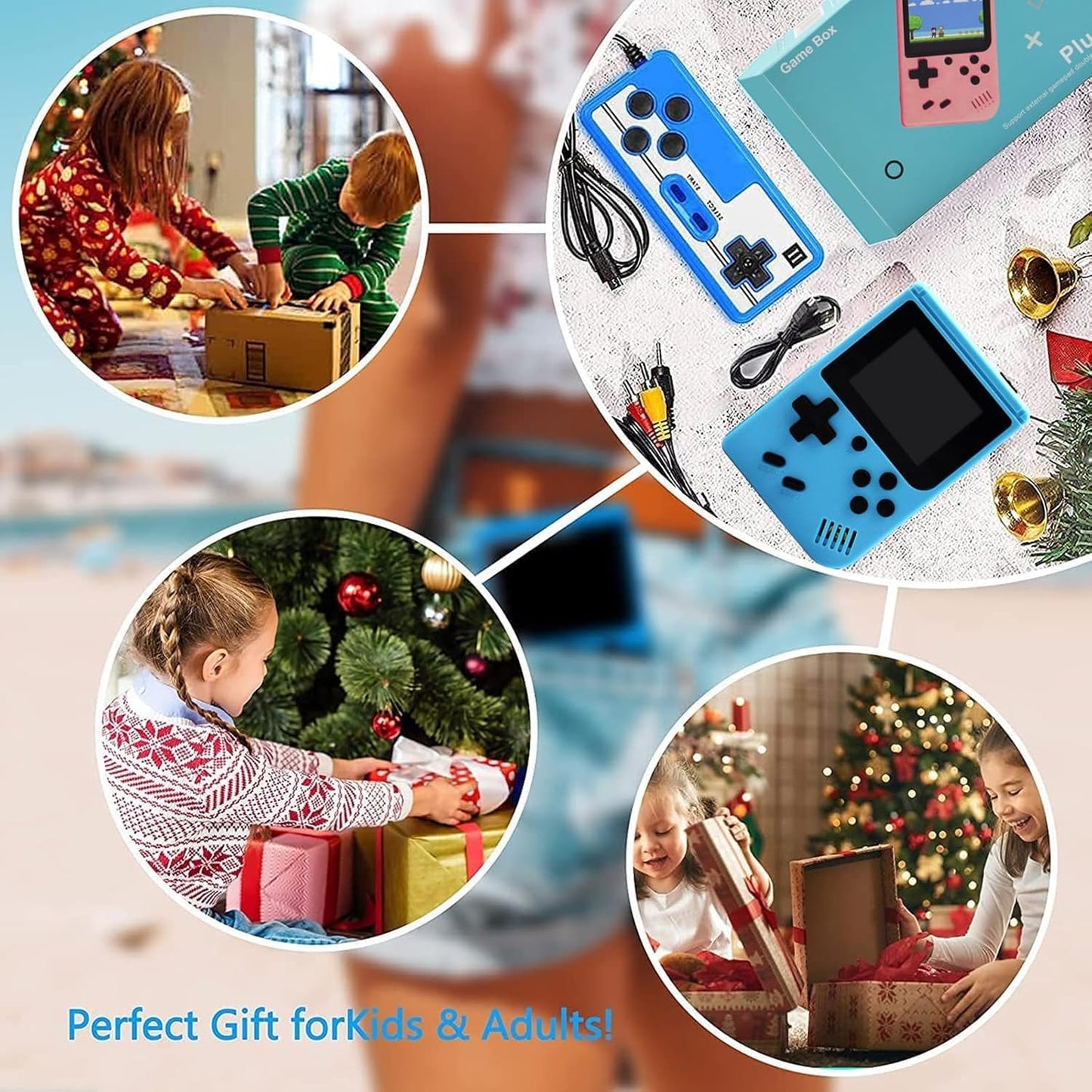 Retro Handheld Game Console, Portable Game Console with Storage Case, Retro Game Console with 800 Classic Games, Video Game Console Support TV Connection & 2 Players, Ideal as Gifts (Blue)