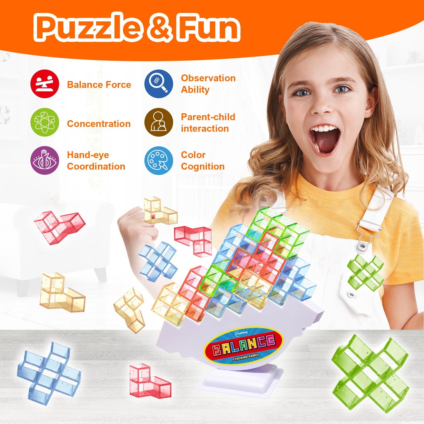 iYuePeng Board Games for Kids & Adults Tetra Tower Balance Stacking Toys Perfect for Family Games, Parties, Travel